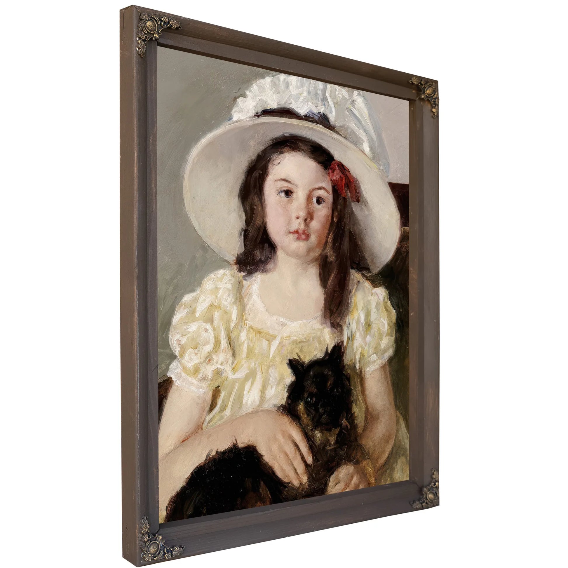 Francoise Holding A Little Black Dog By Mary Cassatt Fine Art Print