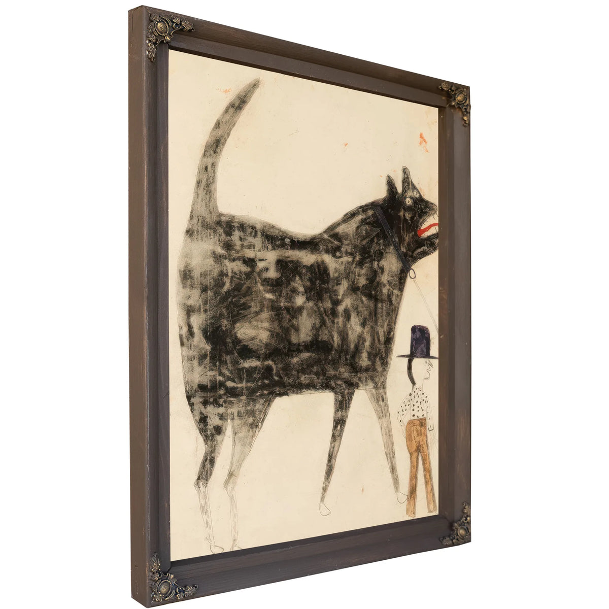 Man And Large Dog By Bill Traylor Fine Art Print