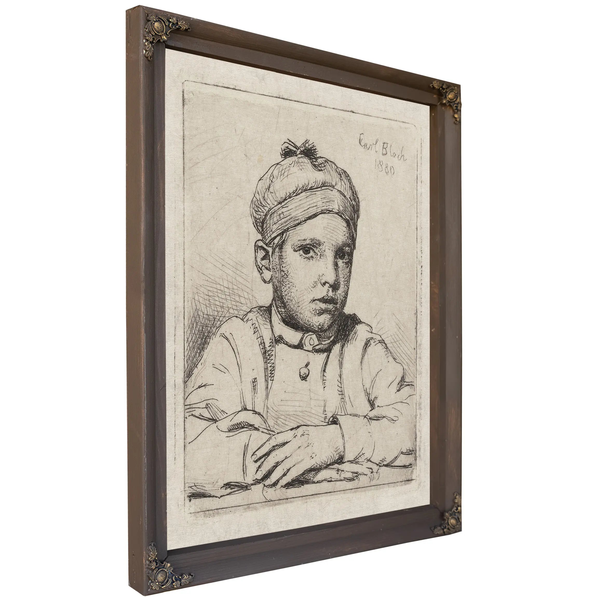 Drengen Med Hue Pa Hovedet Barneportraet Af Emanuel Trepka Bloch by Carl Bloch