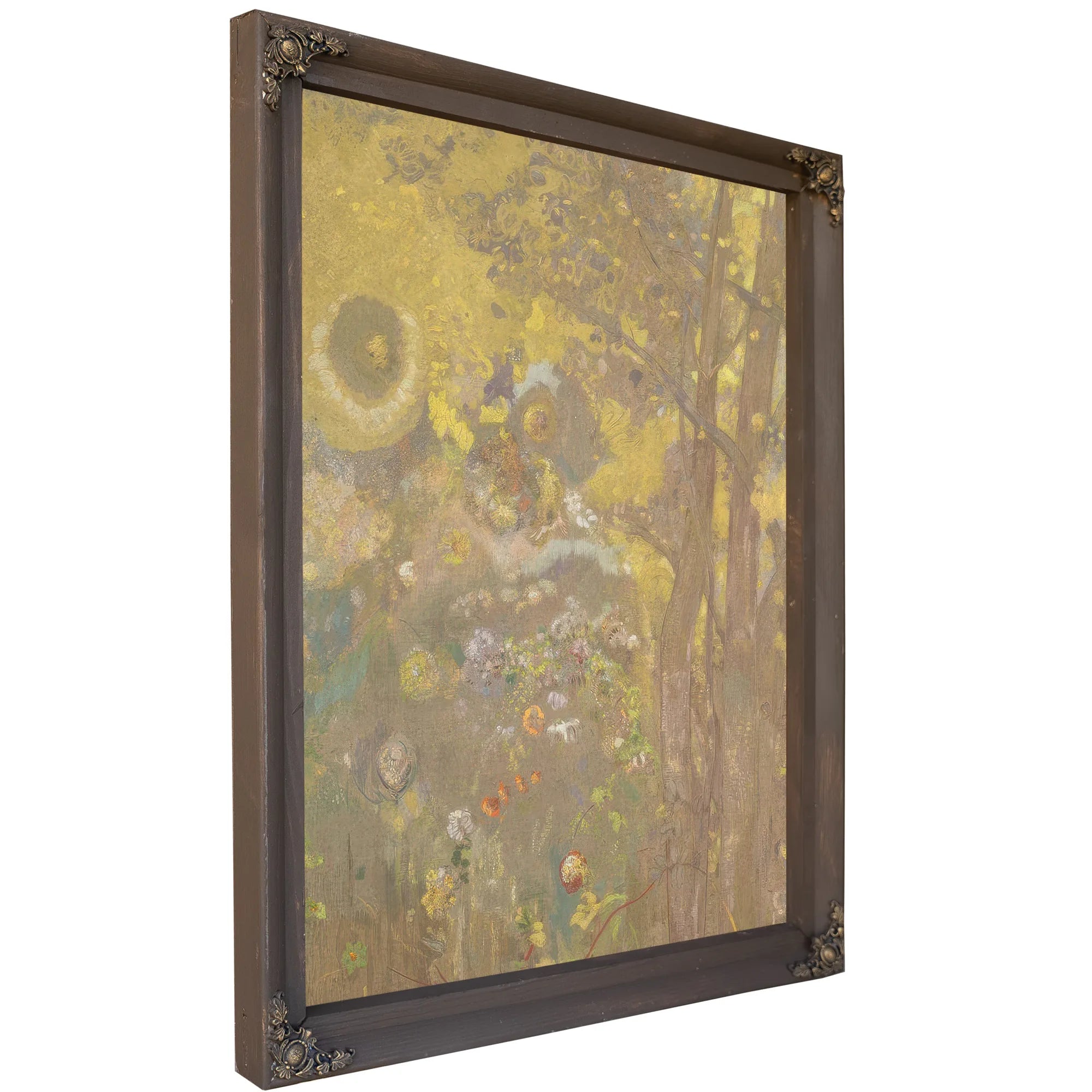 Trees On A Yellow Background 1901 Oil Tempera Charcoal Pastel 247X173Cm Musee Dorsay By Odilon Redon Fine Art Print