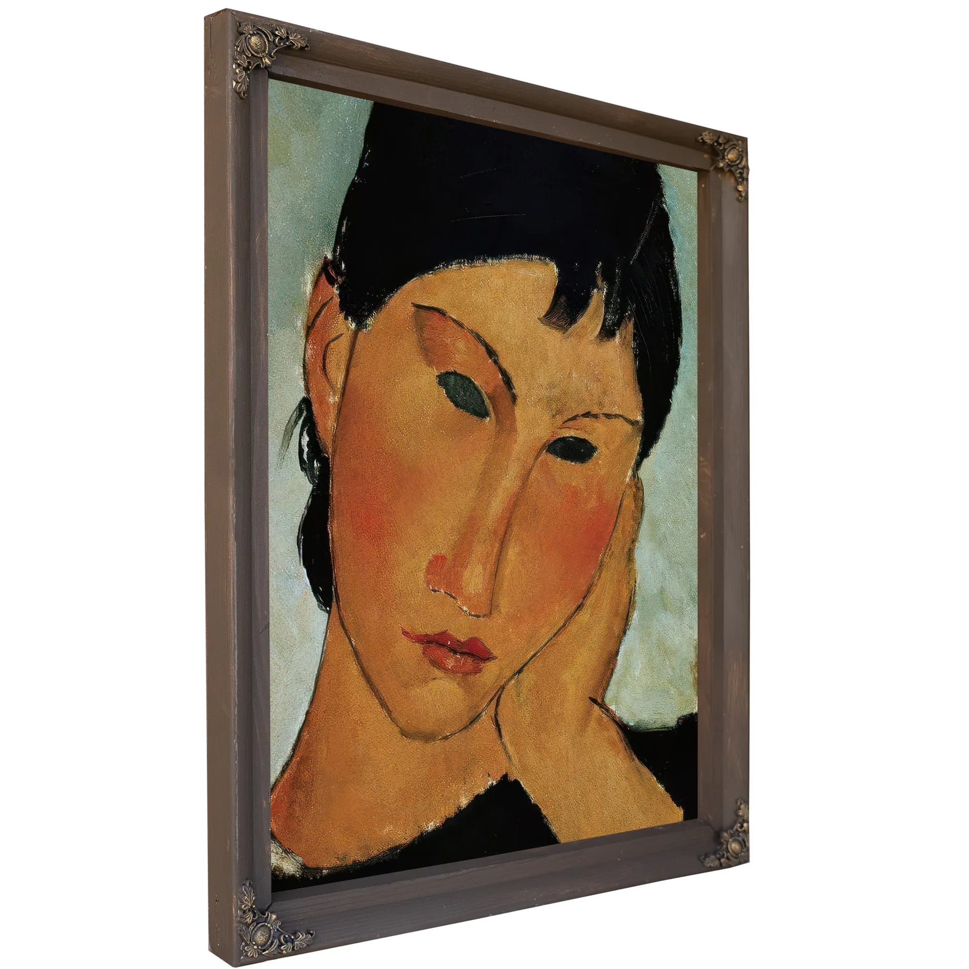 Detail Of Female Head From Elvira Resting At A Table By Amedeo Modigliani Fine Art Print