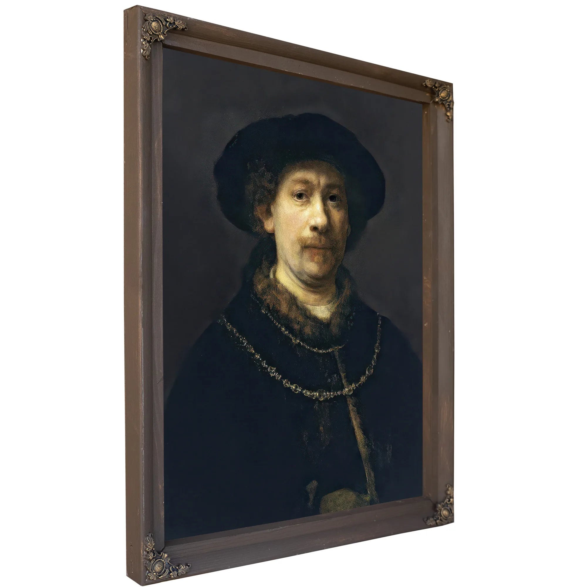 Self Portrait With A Hat And Two Chains By Rembrandt Fine Art Print