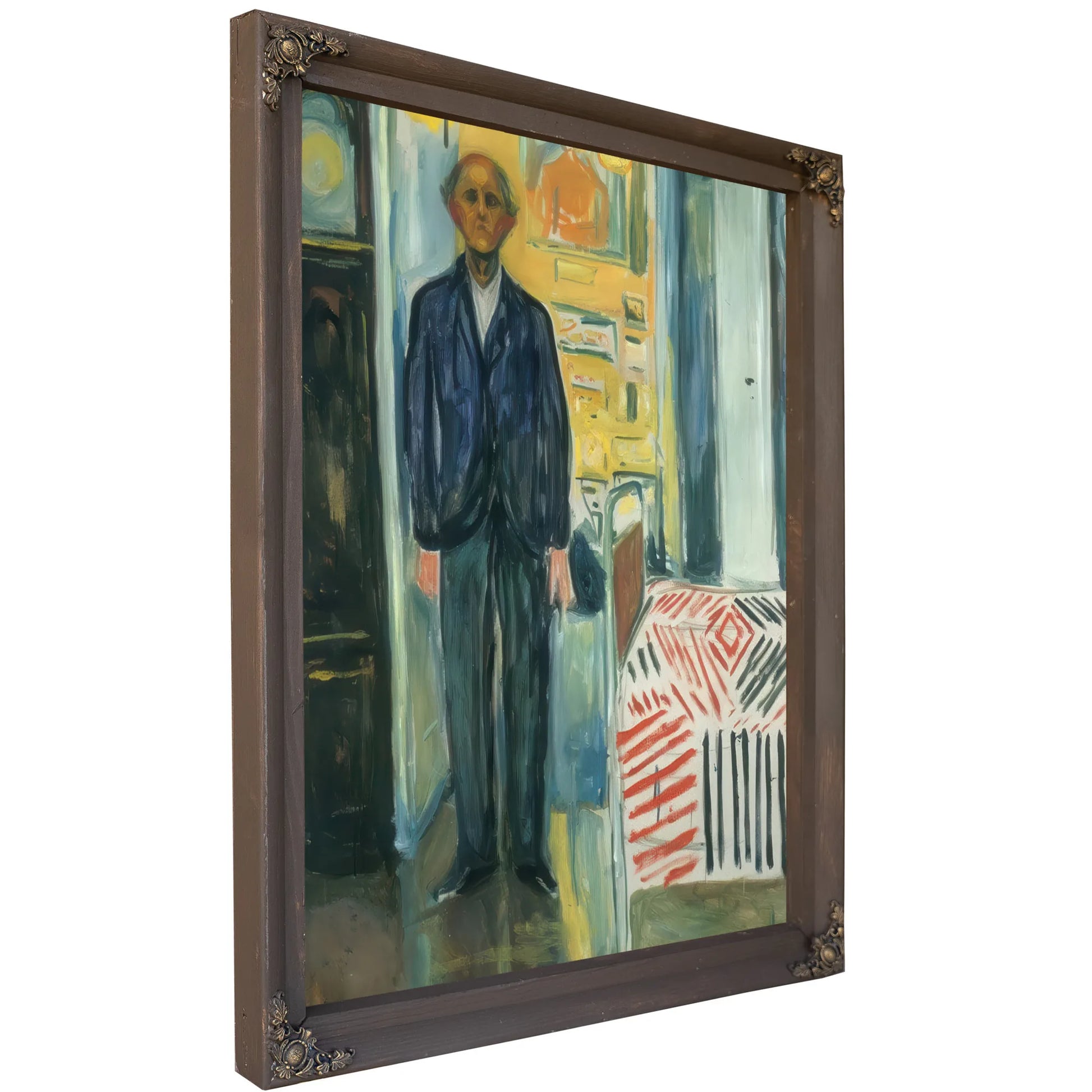 Self Portrait Between Clock And Bed 194042 By Edvard Munch Fine Art Print