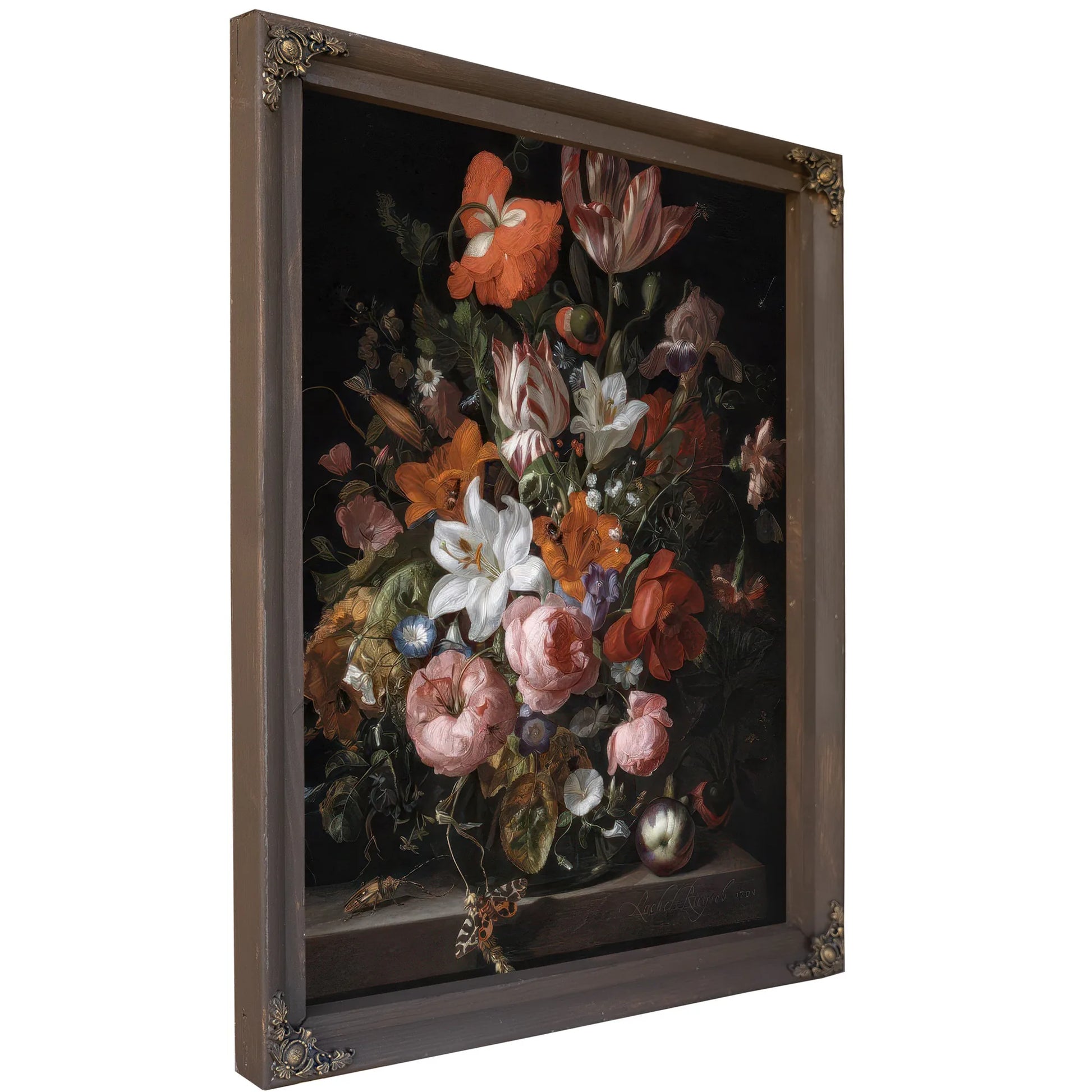Flowers In A Glass Vase By Rachel Ruysch Fine Art Print