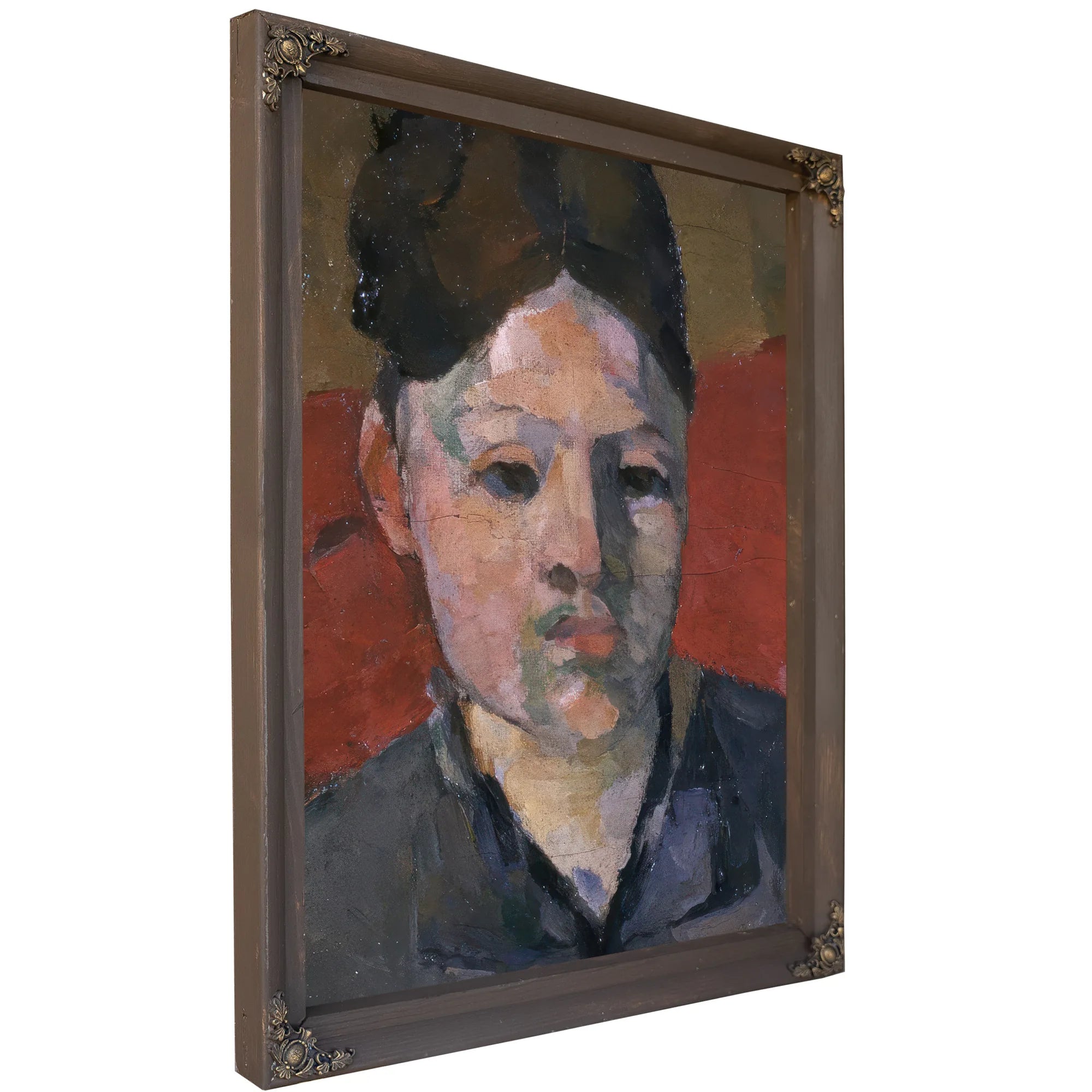 Detail Of Woman's Head From The Artist's Wife In A Red Armchair By Paul Cezanne Fine Art Print