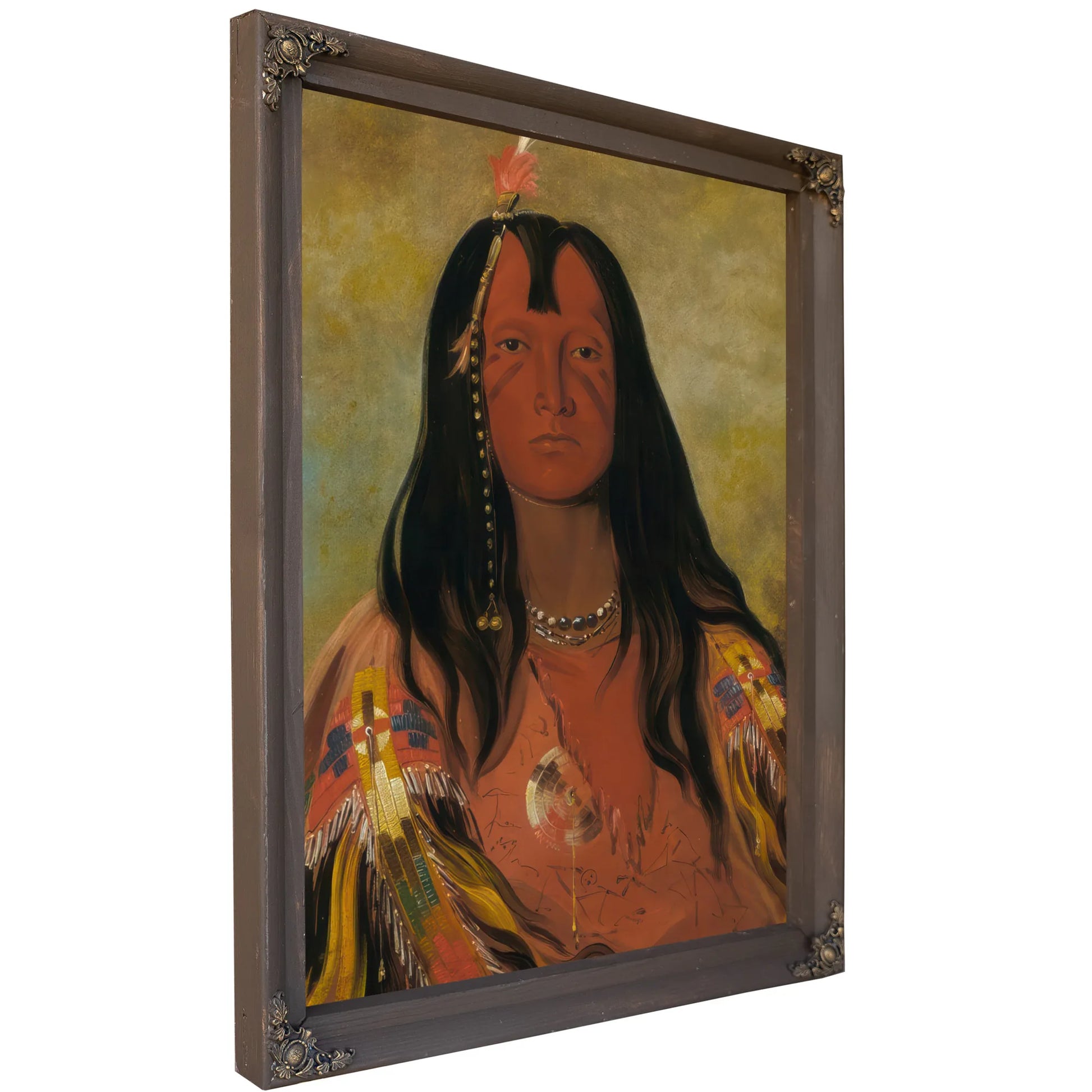 H'co A H'co A H'cotes Min, No Horns On His Head, A Brave By George Catlin Fine Art Print