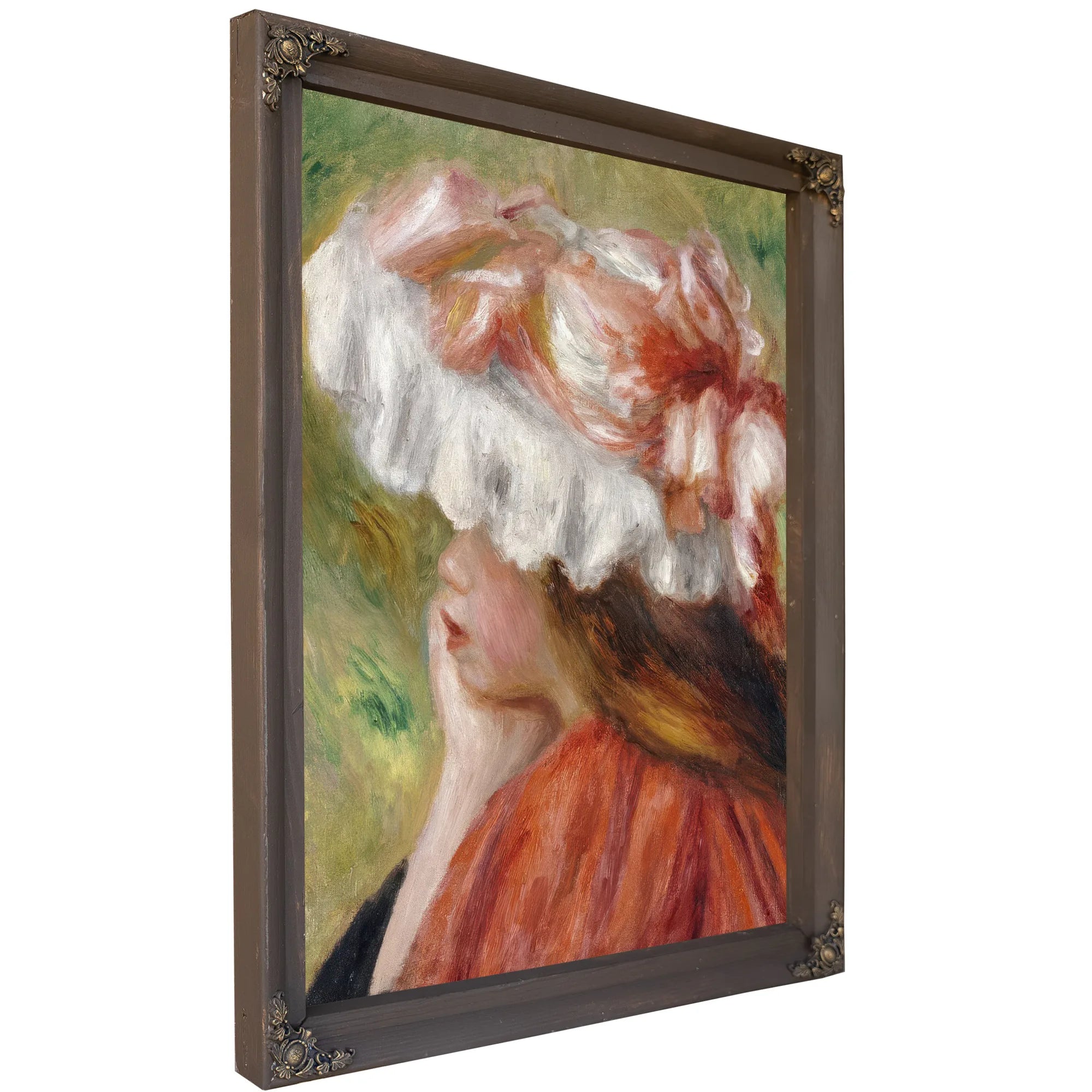 Head Of A Young Girl In A Red Hat By Pierre Auguste Renoir Fine Art Print