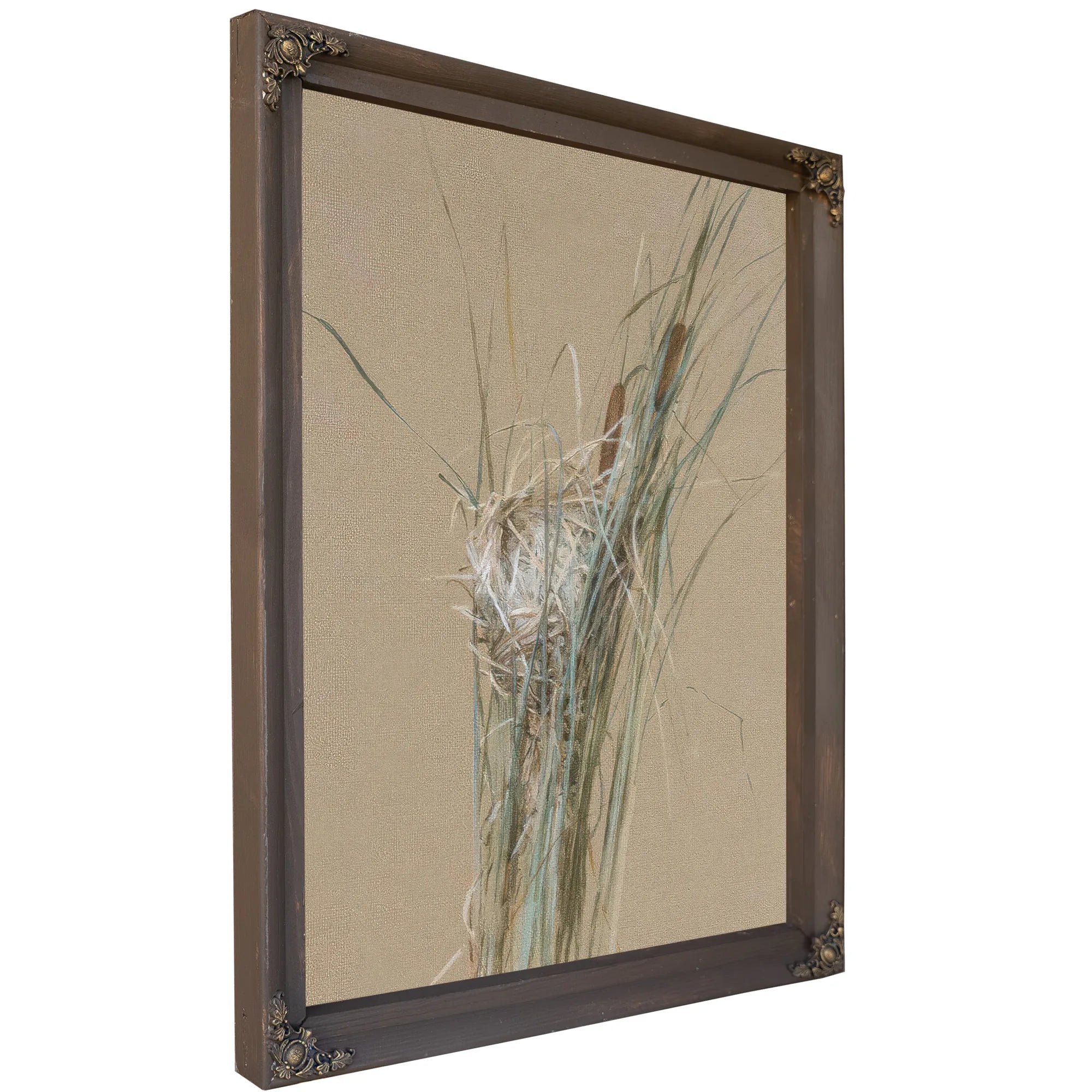 Bird's Nest In Cattails By Fidelia Bridges Fine Art Print