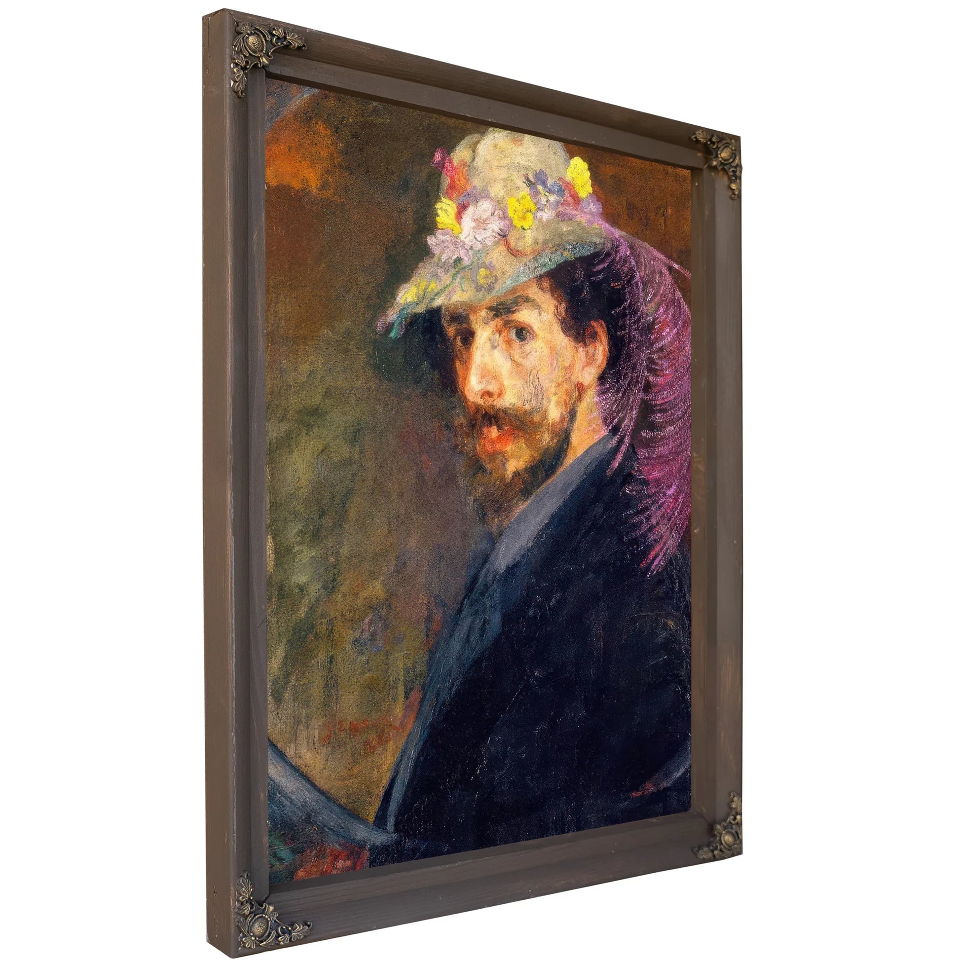 Self Portrait With Flowered Hat By James Ensor Fine Art Print
