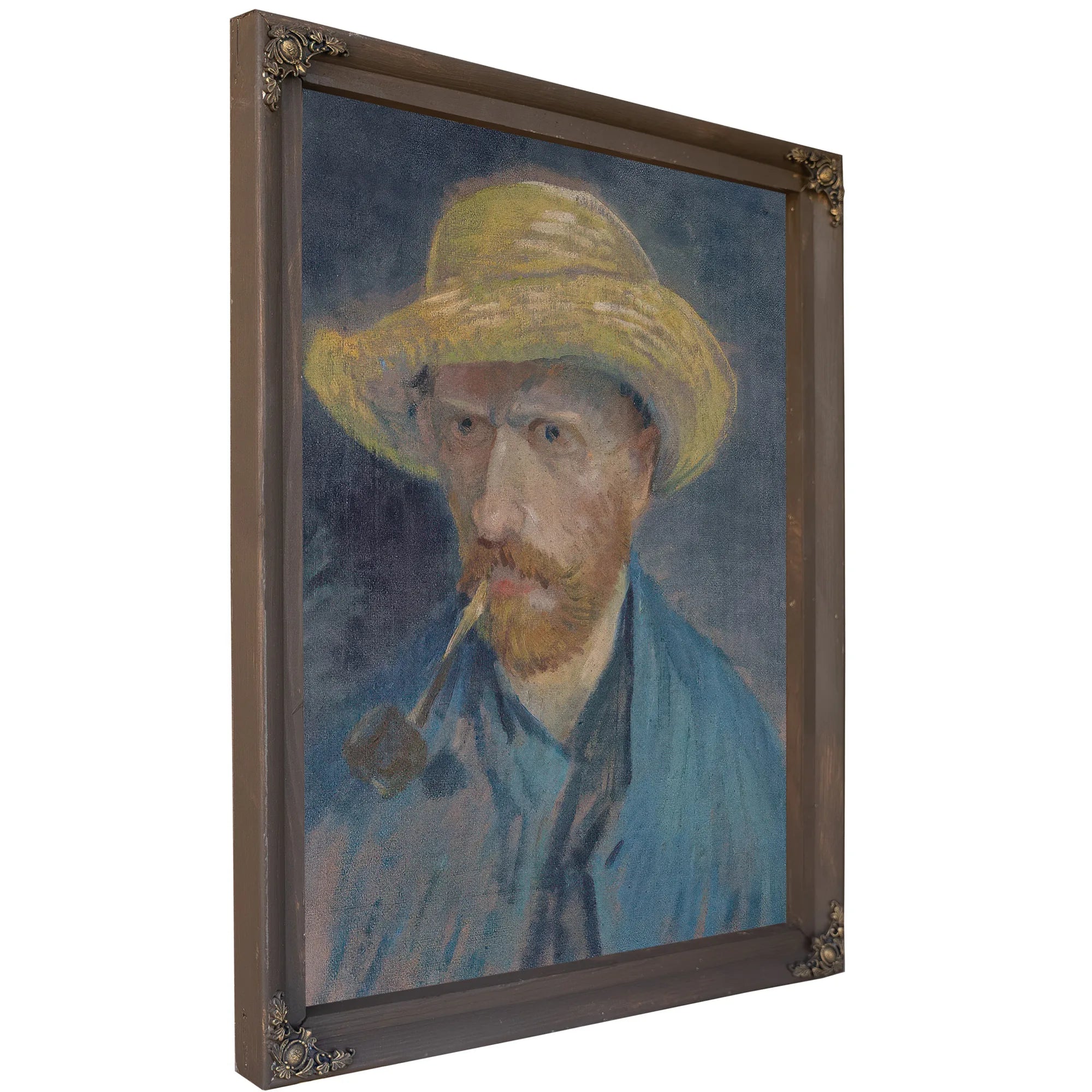 Self Portrait With Straw Hat And Pipe By Vincent Van Gogh Fine Art Print