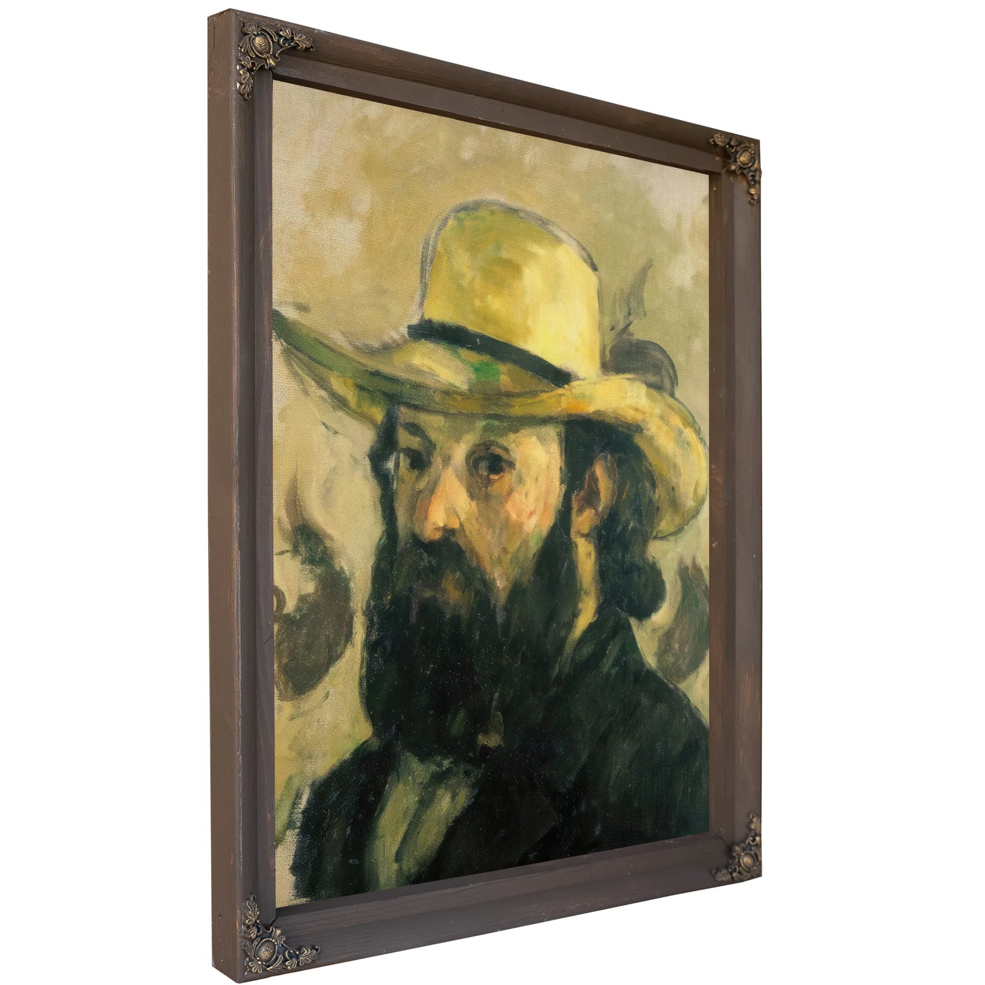 Self Portrait In A Straw Hat By Paul Cezanne Fine Art Print