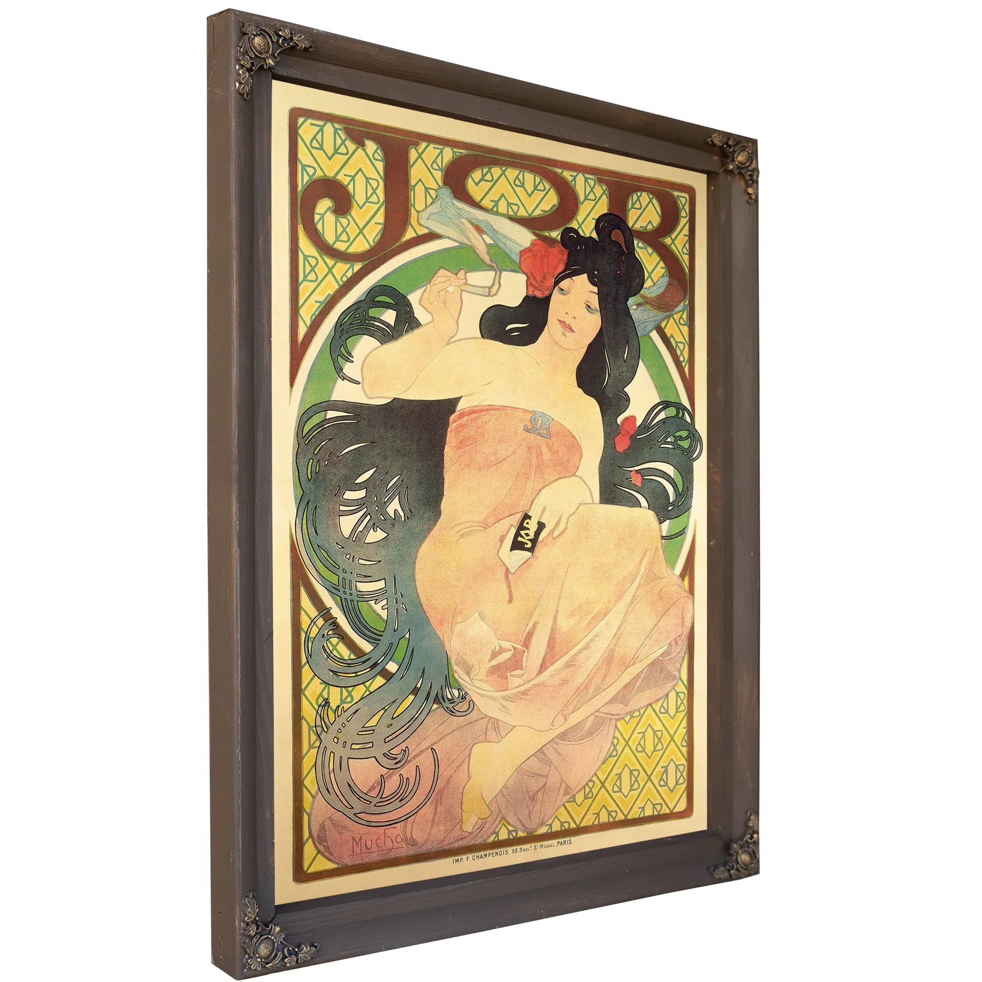 Poster Job Alfons Mucha And Imprimerie F Champenois Paris by Alphonse Mucha