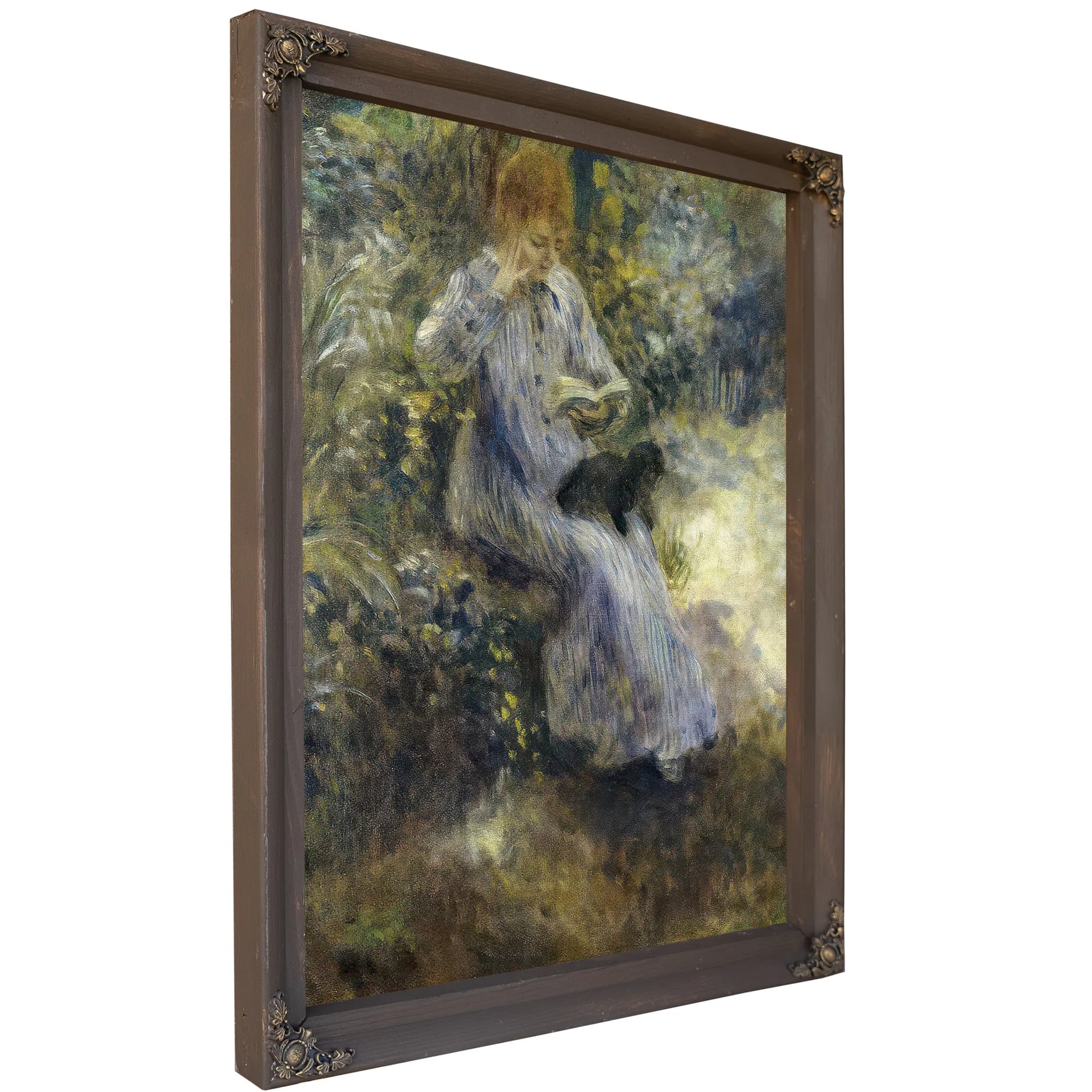 Woman And Black Dog By Pierre Auguste Renoir Fine Art Print