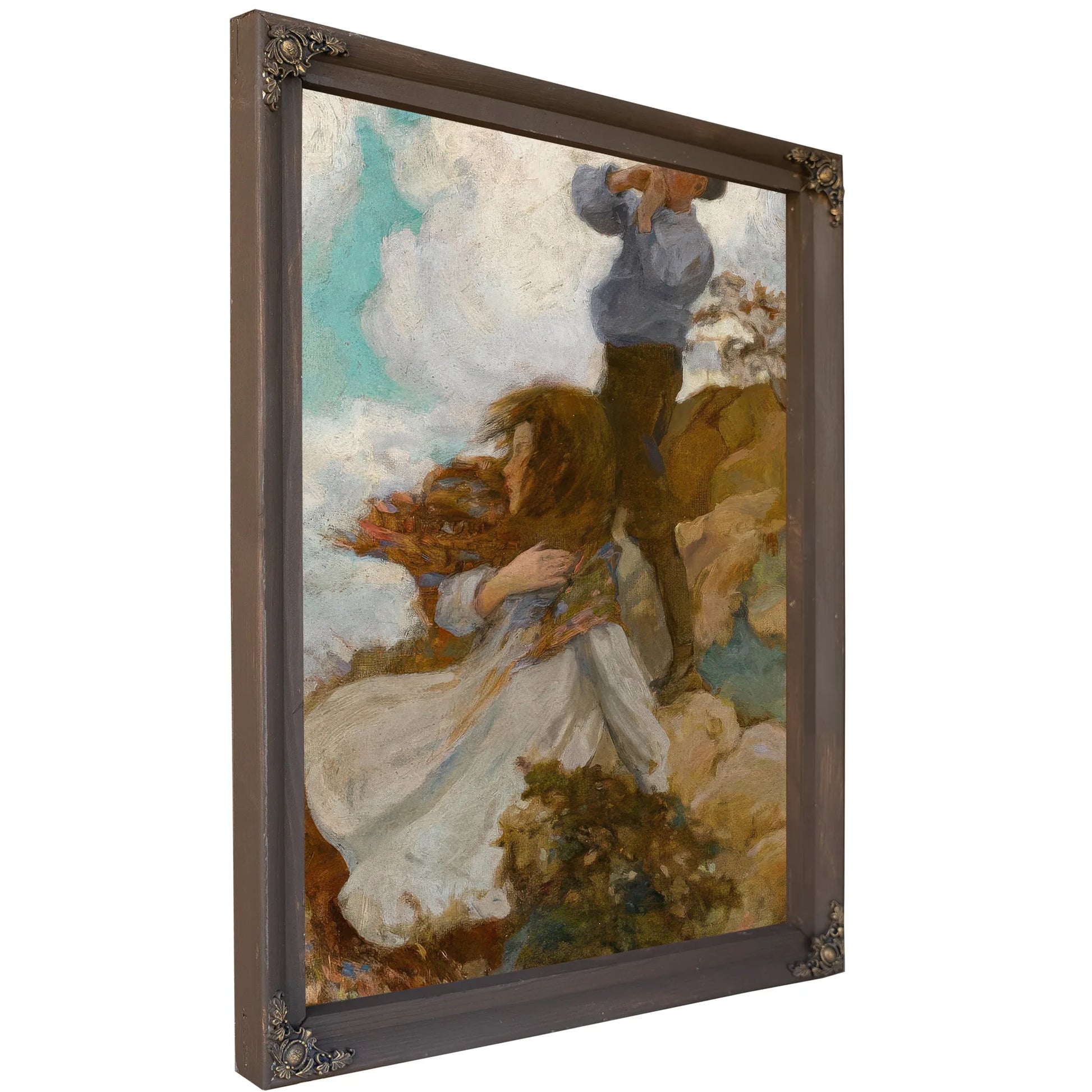Two Children On A Windswept Hill 1915 By Jessie Willcox Smith Fine Art Print