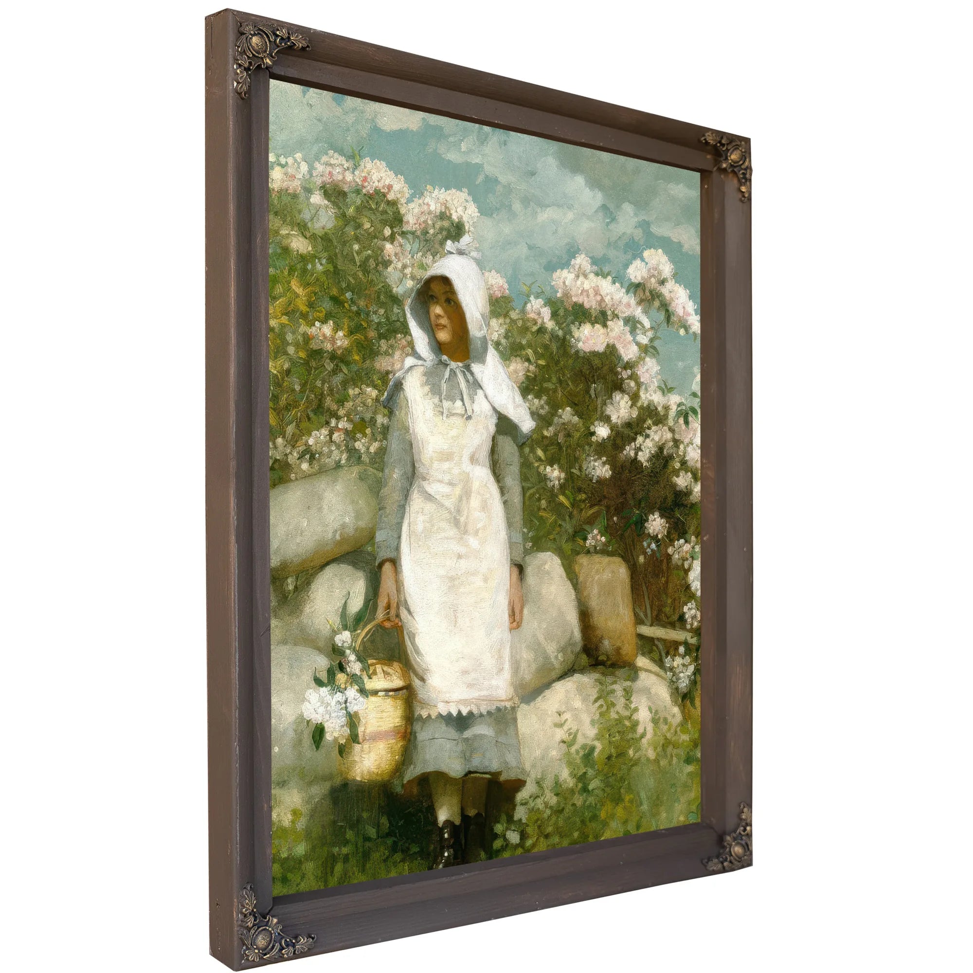 Girl And Laurel By Winslow Homer Fine Art Print