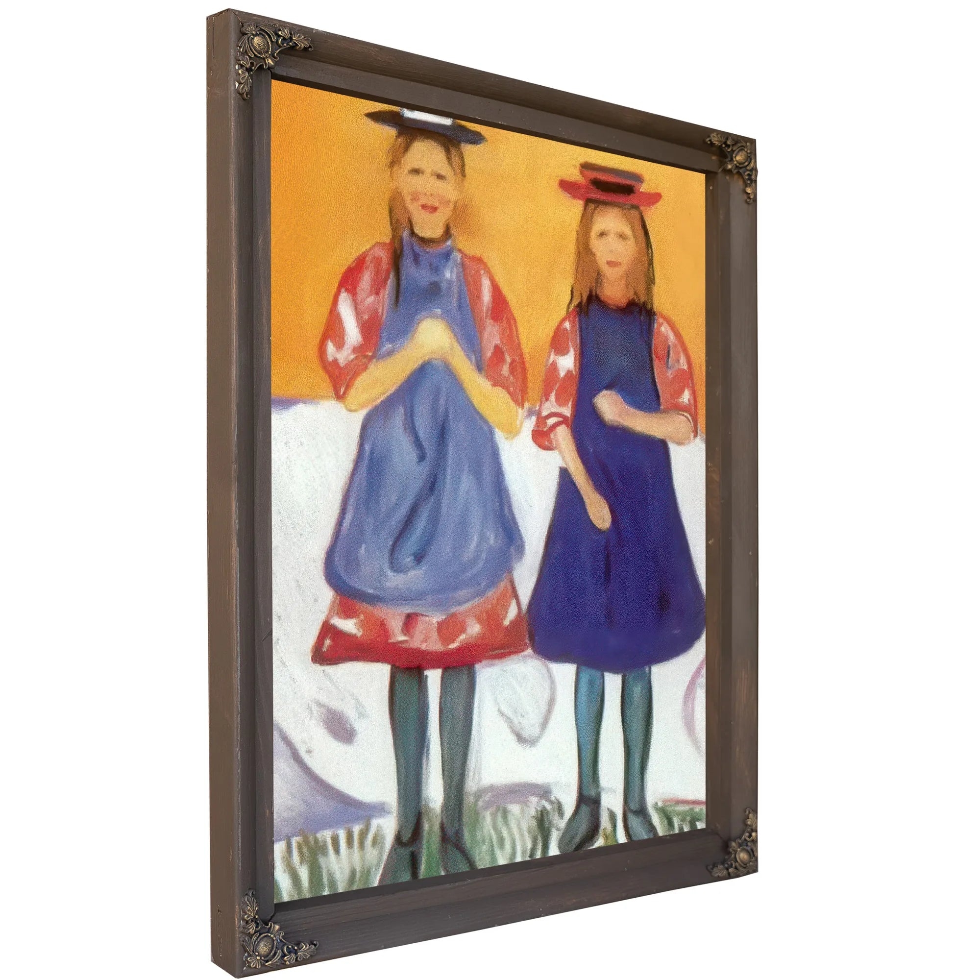 Two Girls In Blue Smocks 190405 By Edvard Munch Fine Art Print