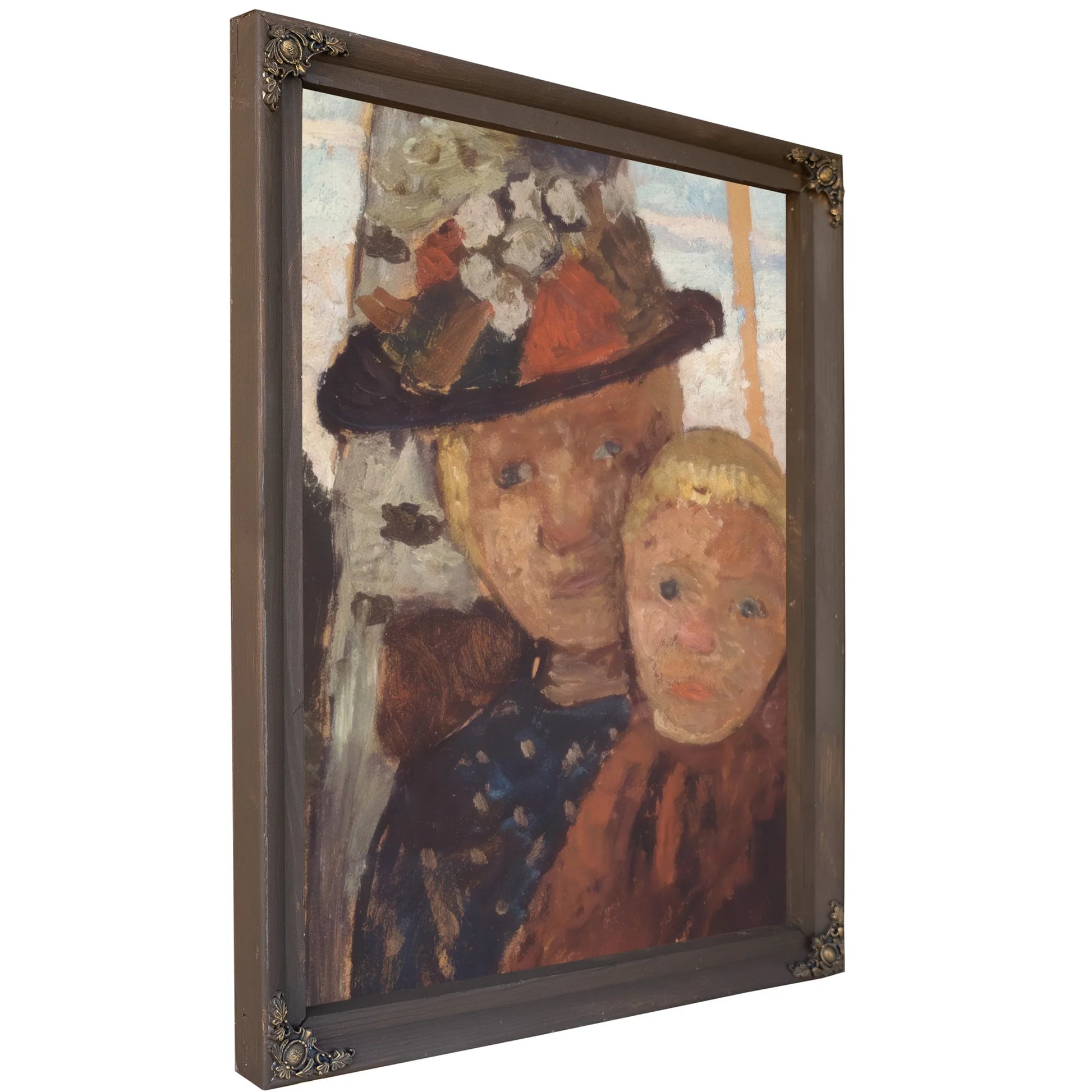 Little Boy And Girl In Flowered Hat By Paula Modersohn Becker Fine Art Print