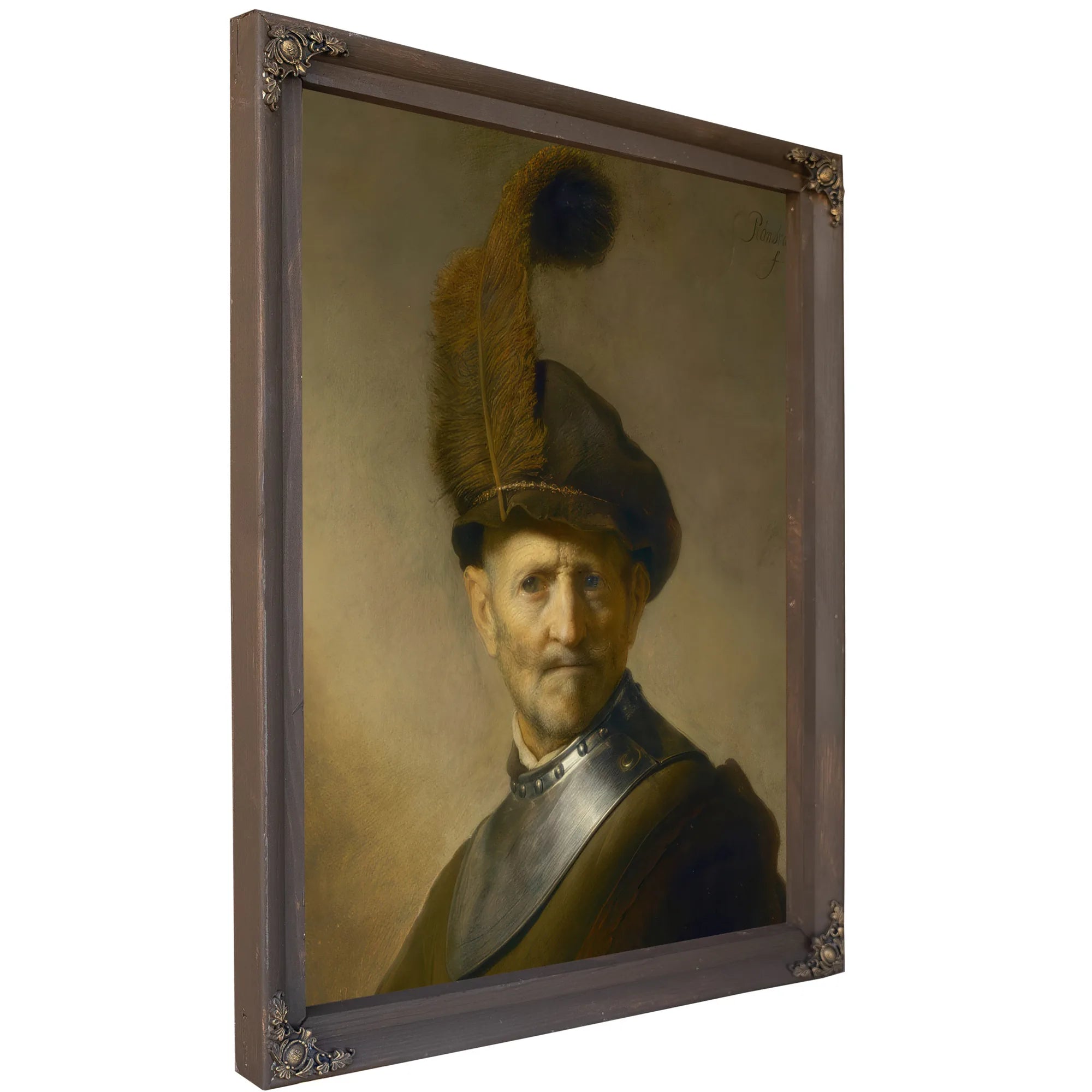 An Old Man In Military Costume By Rembrandt Fine Art Print