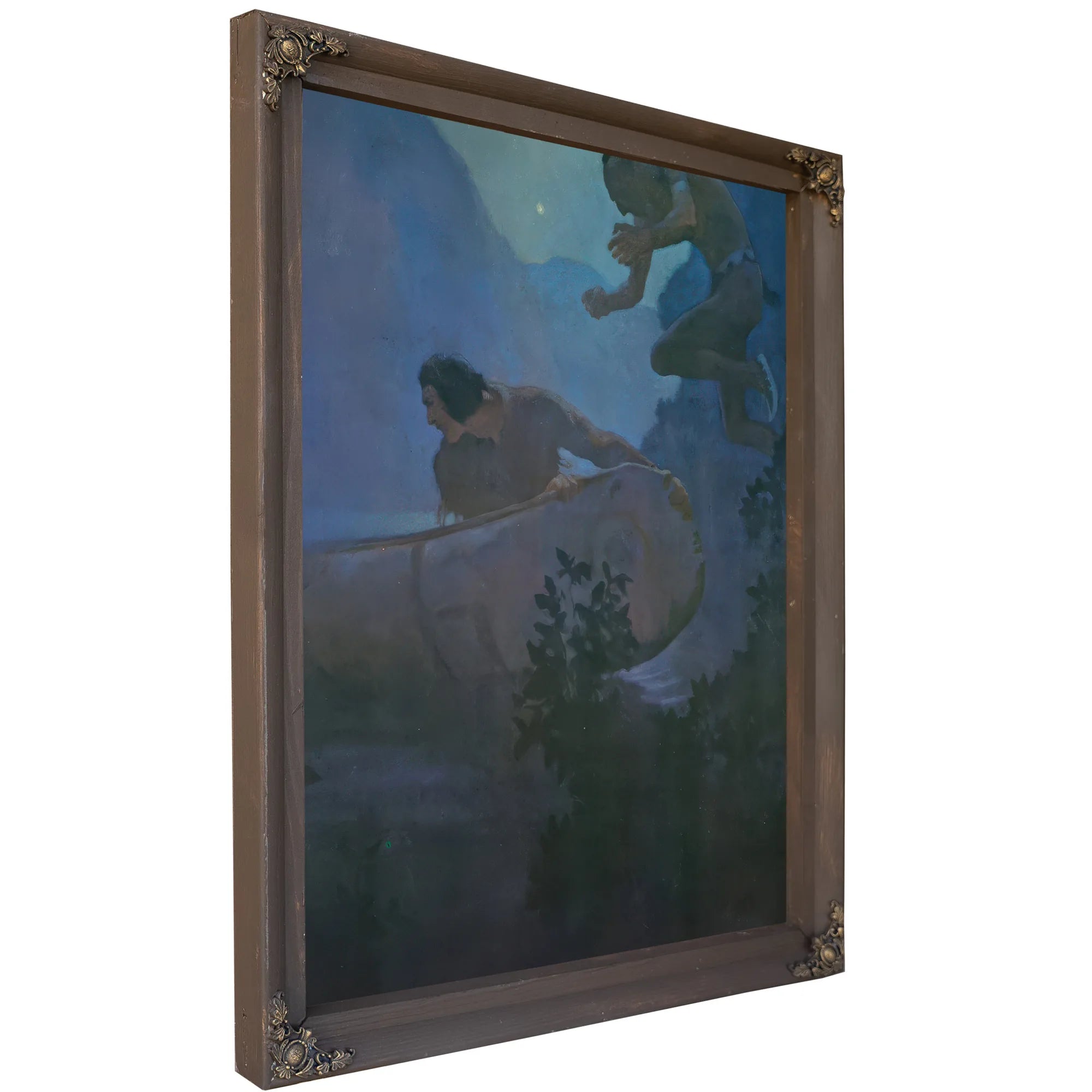 Deerslayer Threw All His Force Into A Desperate Effort By NC Wyeth Fine Art Print