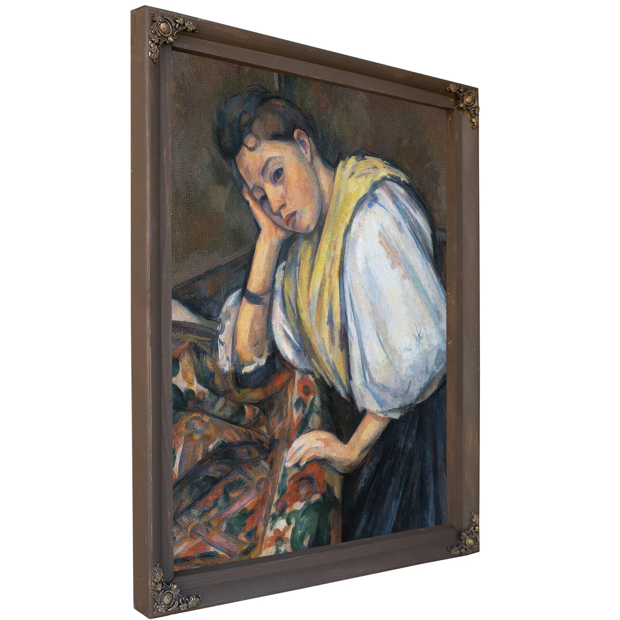 Young Italian Woman At A Table By Paul Cezanne Fine Art Print