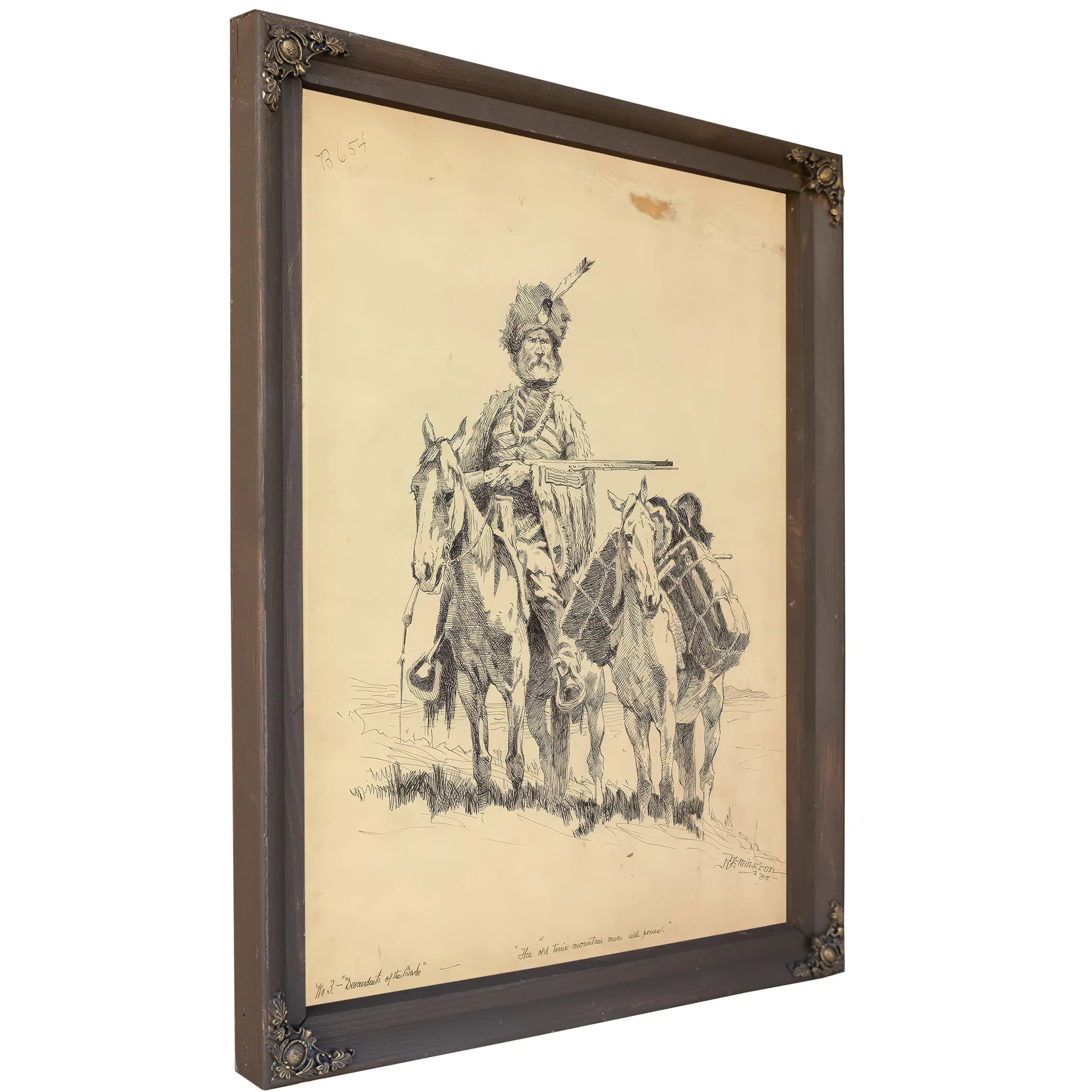 An Oldtime Mountain Man With His Ponies  by Frederic Remington