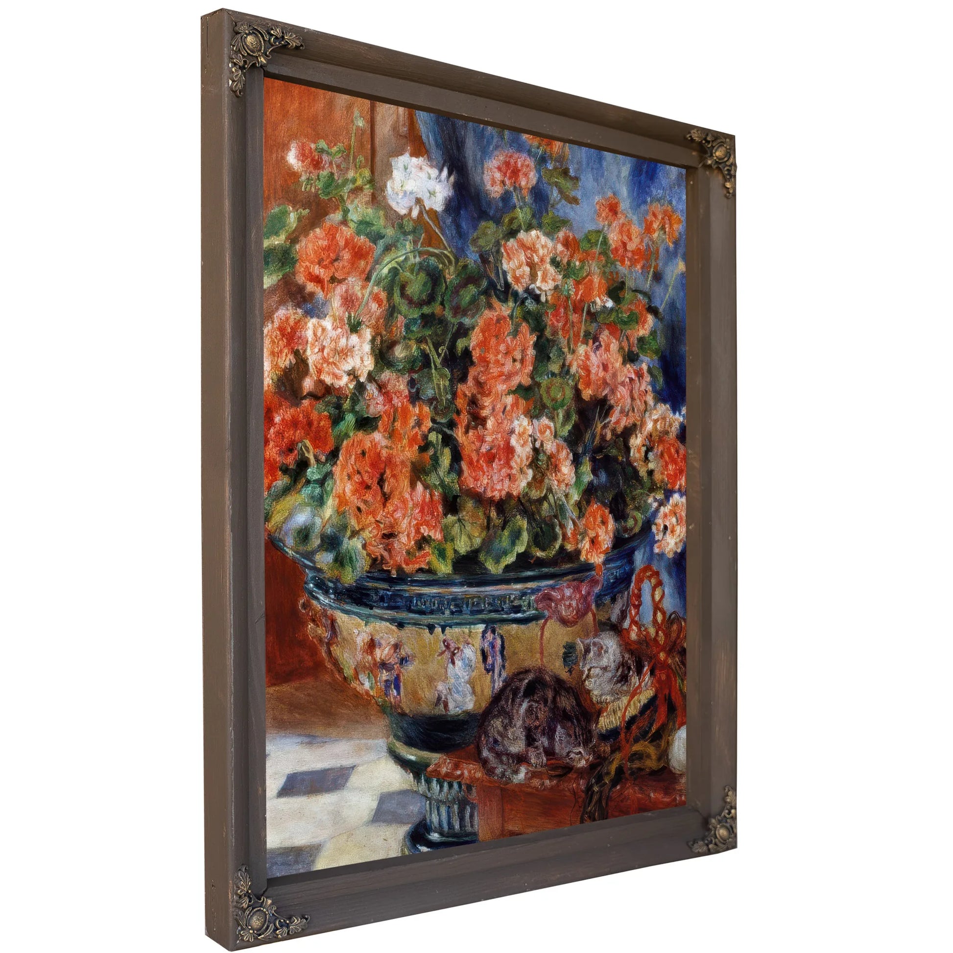 Geraniums And Cats By Pierre Auguste Renoir Fine Art Print