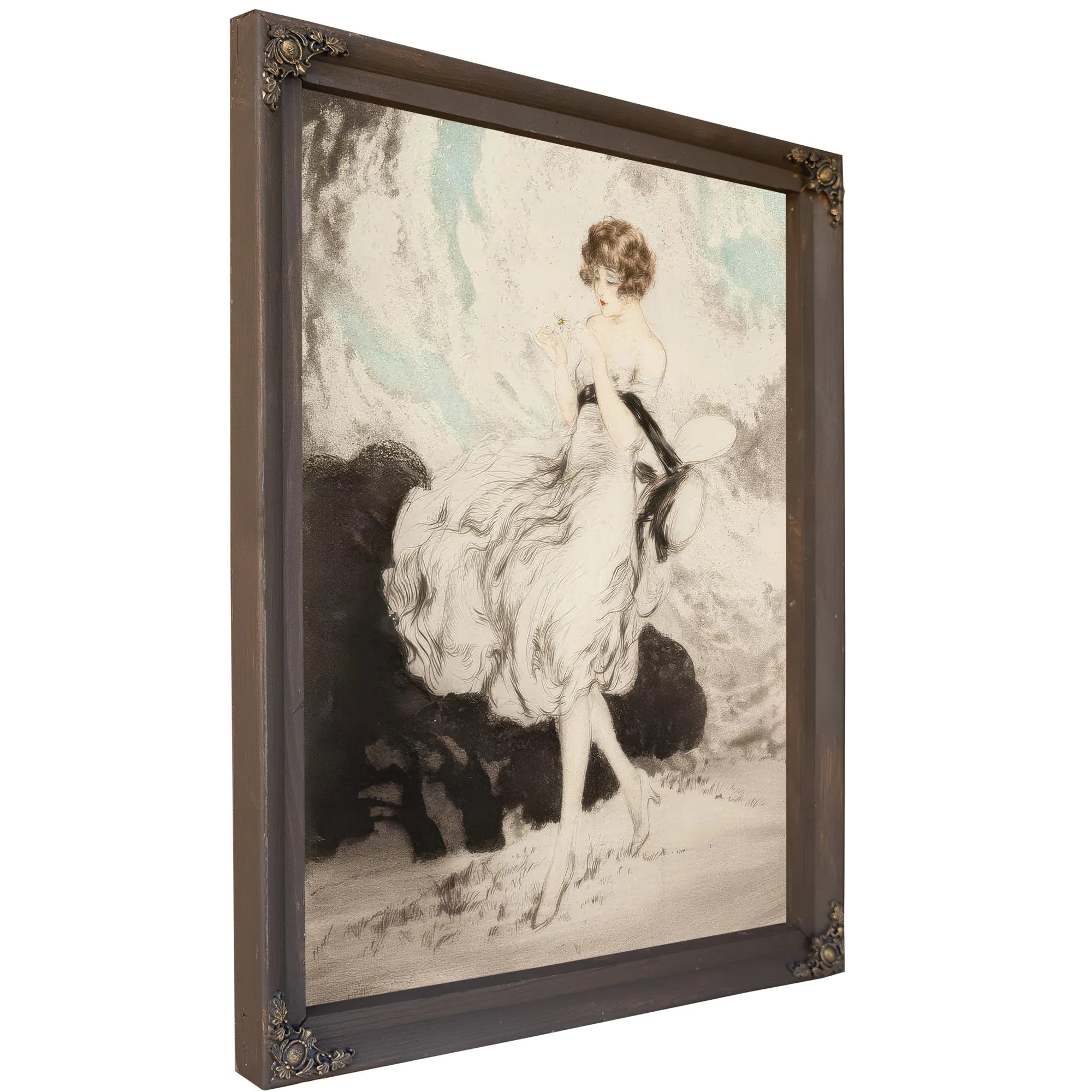 Lady With A Daisy By Louis Icart Fine Art Print