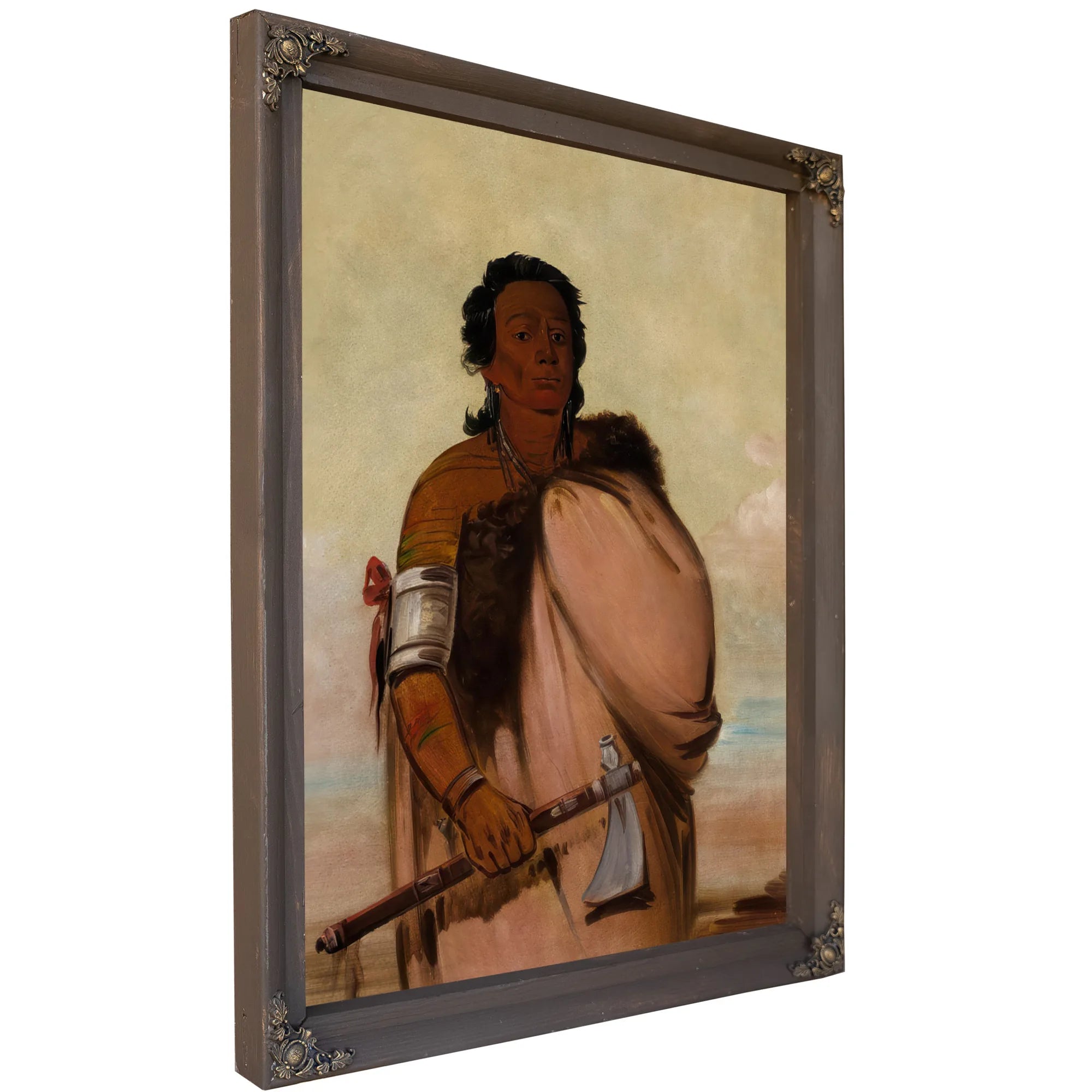Ah' Sho Cole, Rotten Foot, A Noted Warrior By George Catlin Fine Art Print
