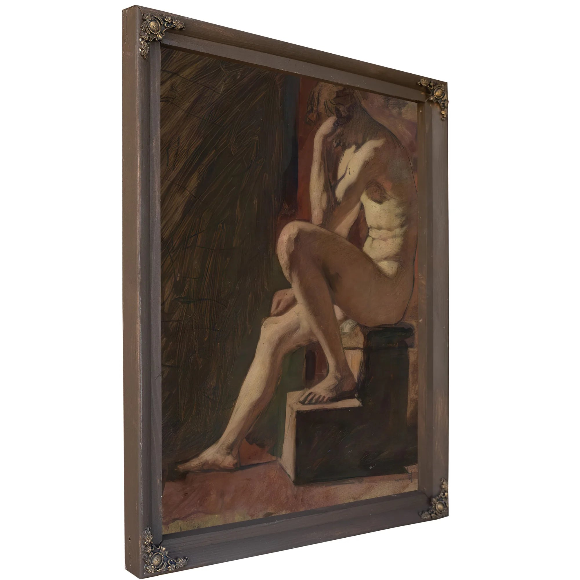 Seated Male Nude, Head Resting Against Hand, Left Foot Resting On Block By William Etty Fine Art Print