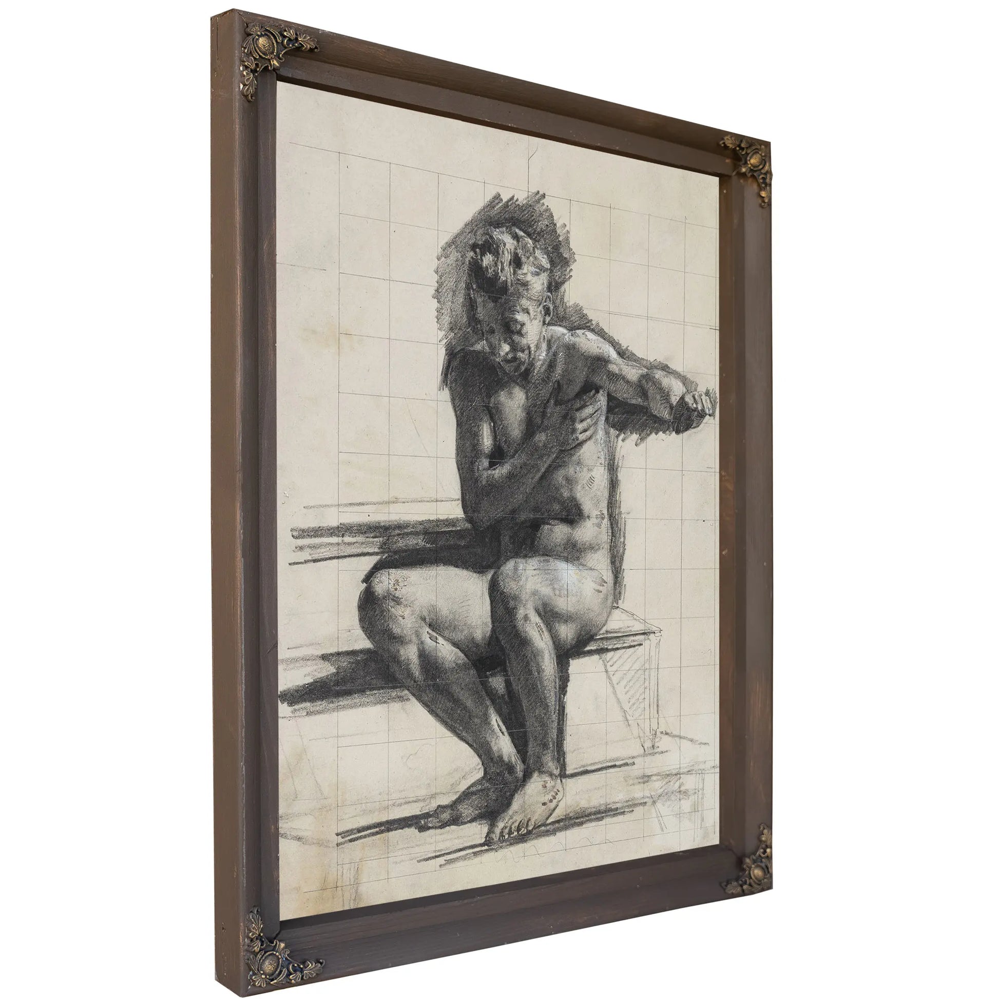 Mandlig Modelfigur Studie Til Raderingen Badende Mand by Carl Bloch