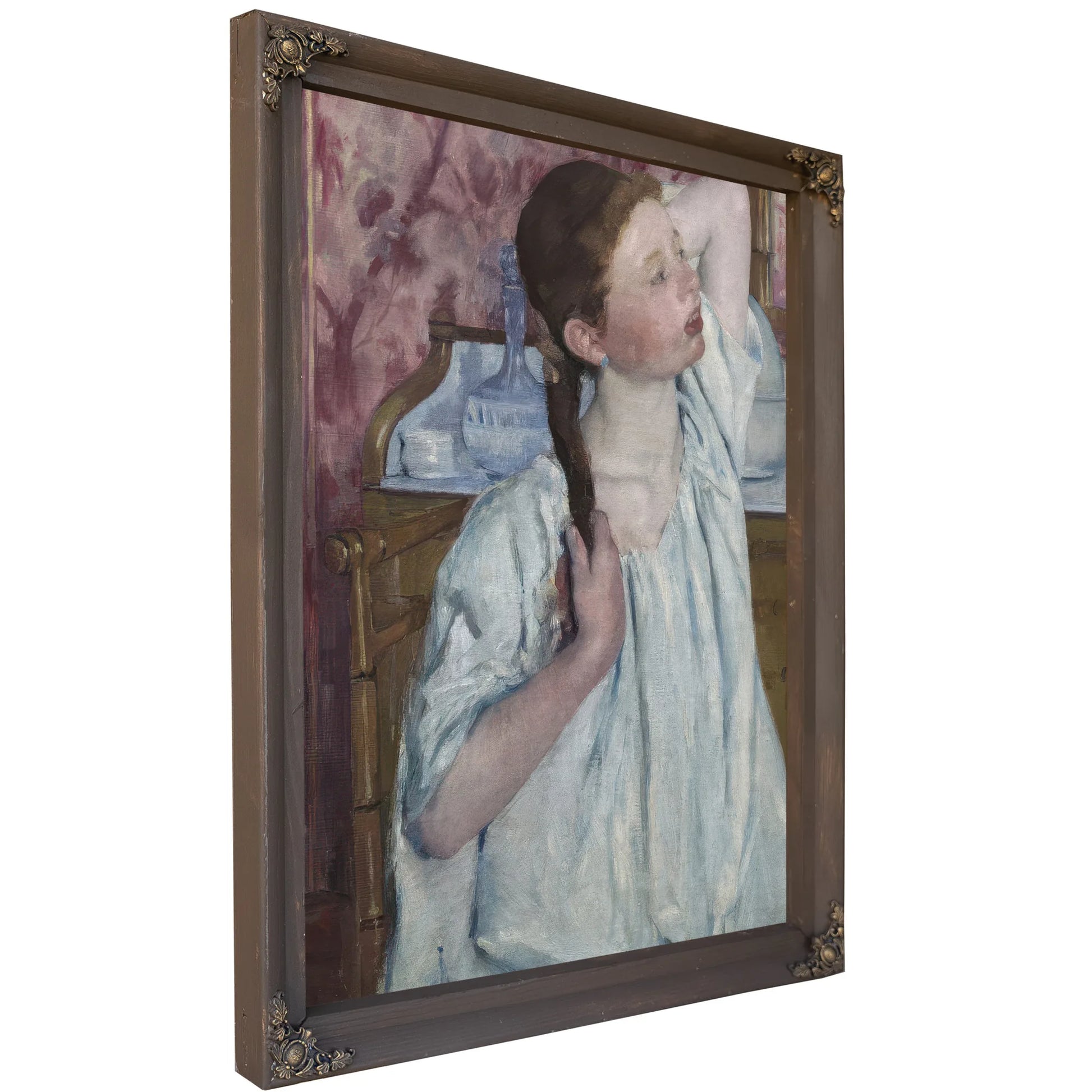 Girl Arranging Her Hair By Mary Cassatt Fine Art Print
