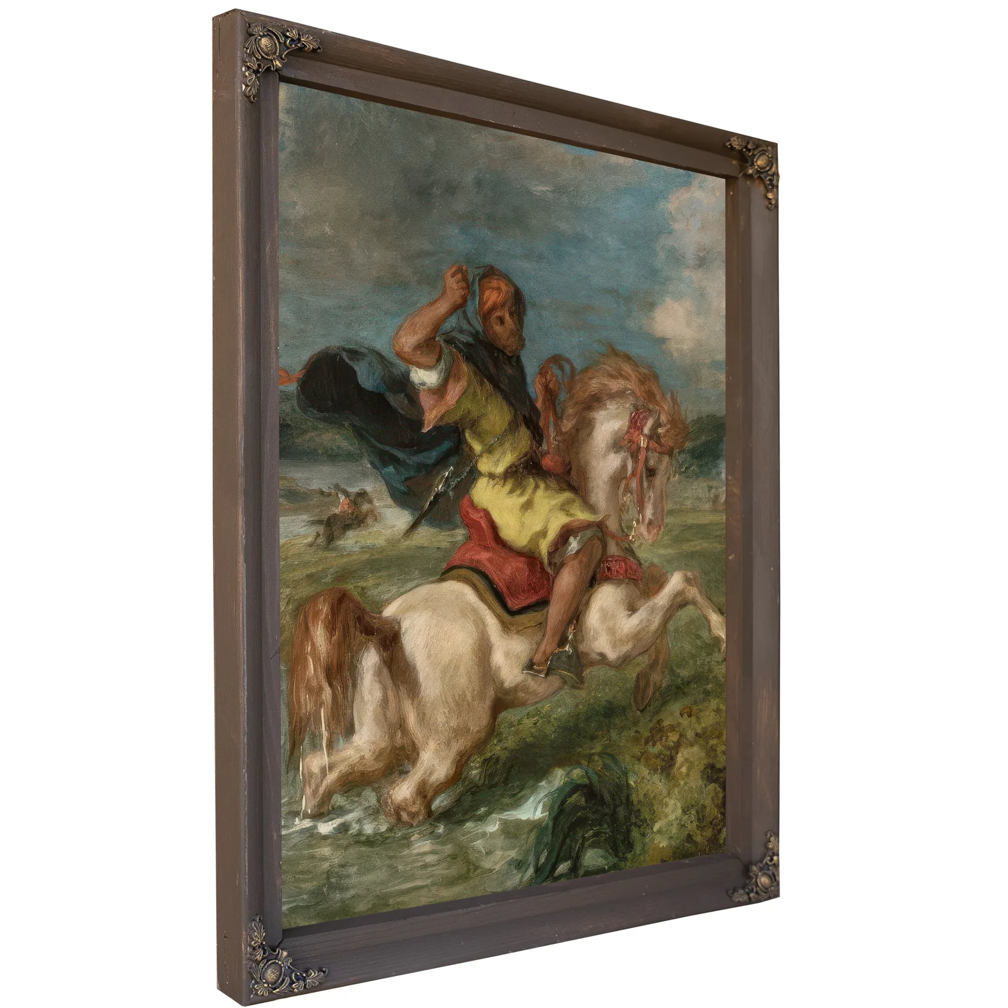 Moroccan Horseman Crossing A Ford By Ferdinand Victor Eugene Delacroix Fine Art Print