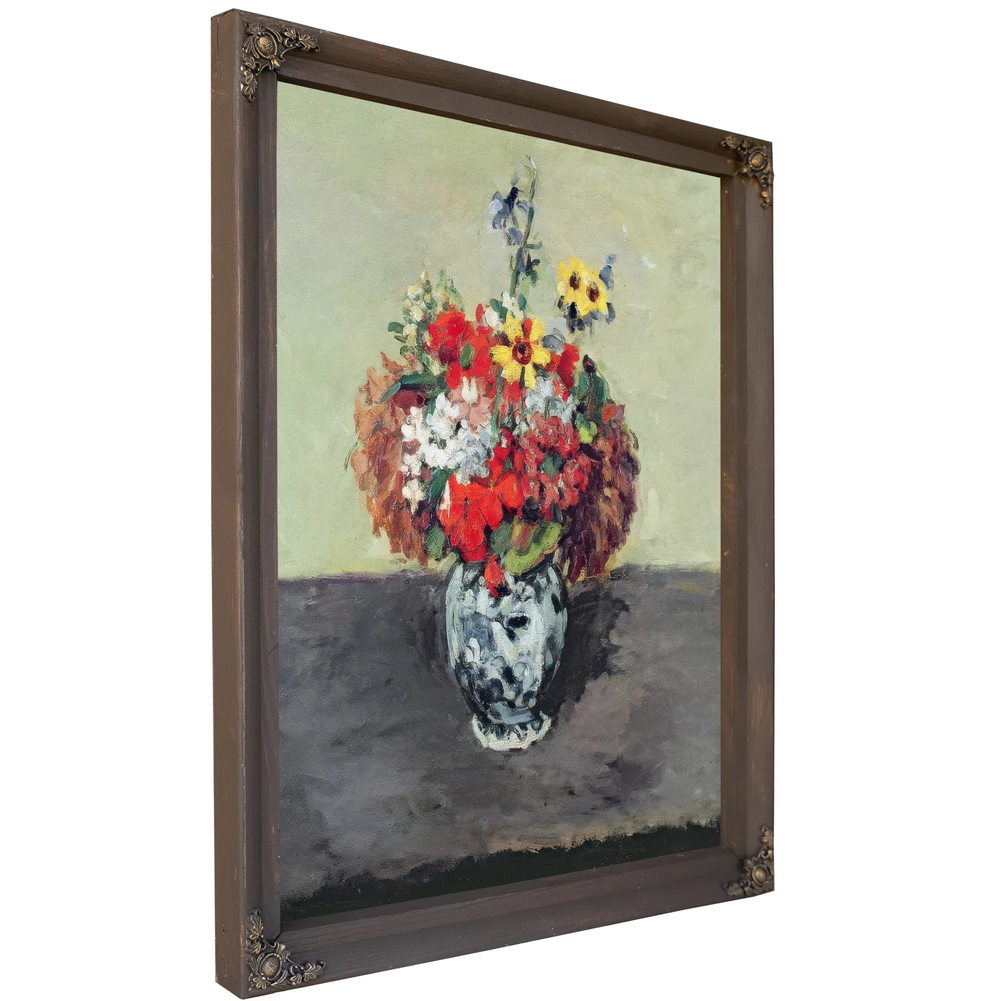 Flowers In A Delft Vase By Paul Cezanne Fine Art Print