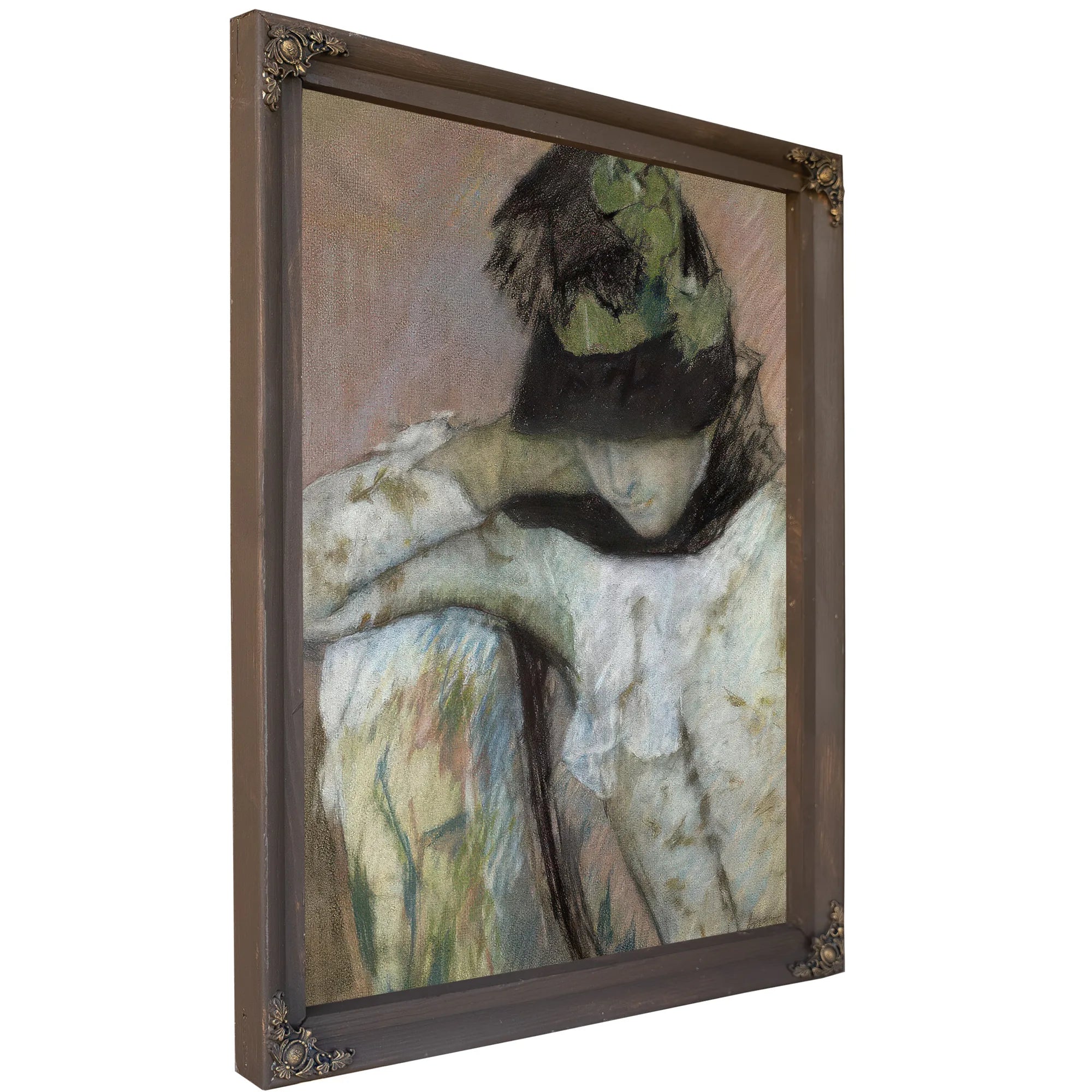 Young Woman In A Black And Green Bonnet, Looking Down By Mary Cassatt Fine Art Print