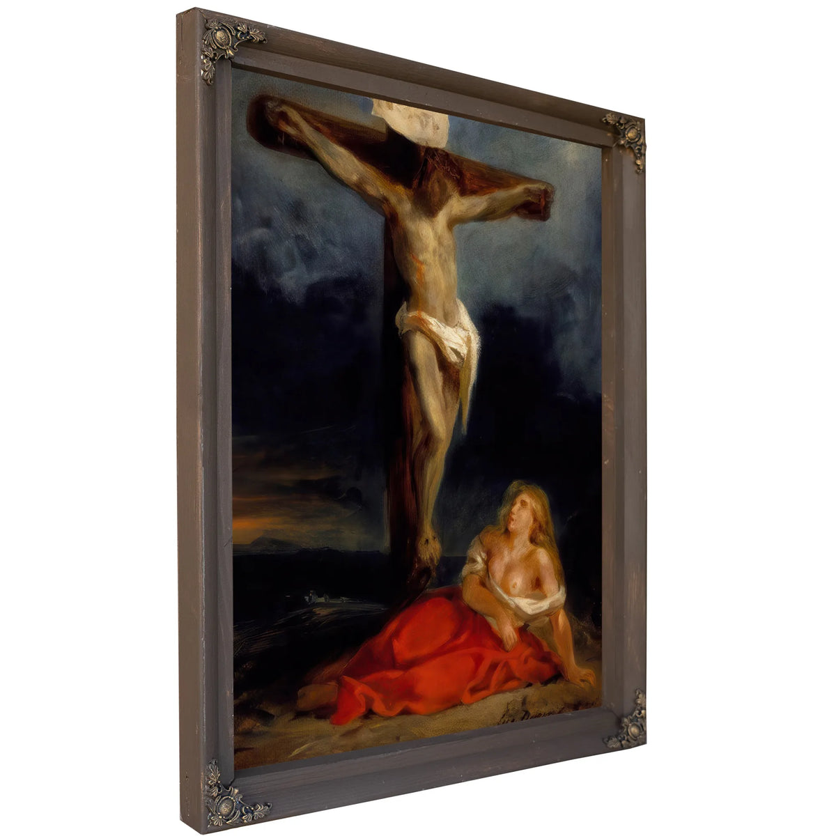 Saint Mary Magdalene At The Foot Of The Cross By Eugene Delacroix Fine Art Print