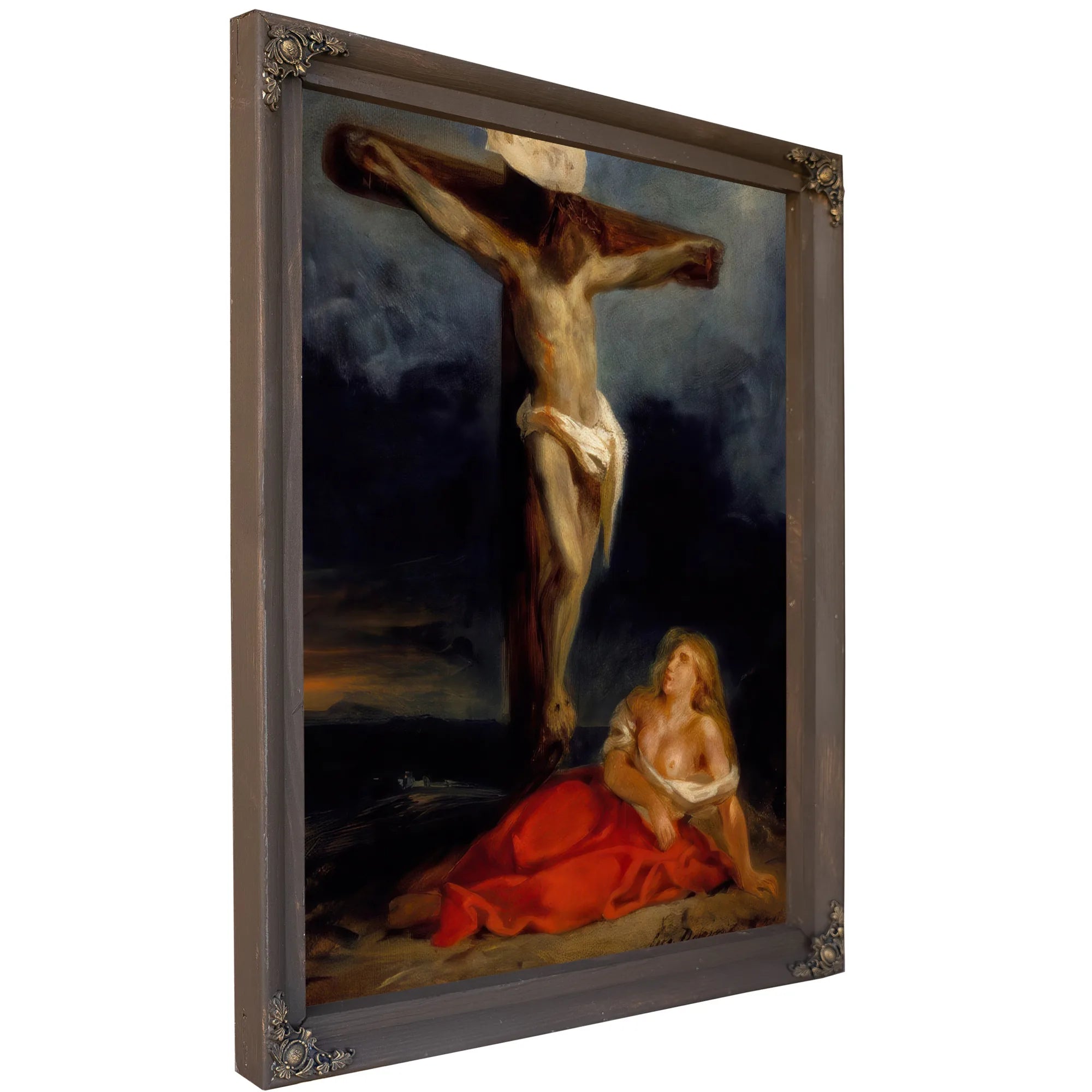 Saint Mary Magdalene At The Foot Of The Cross By Eugene Delacroix Fine Art Print