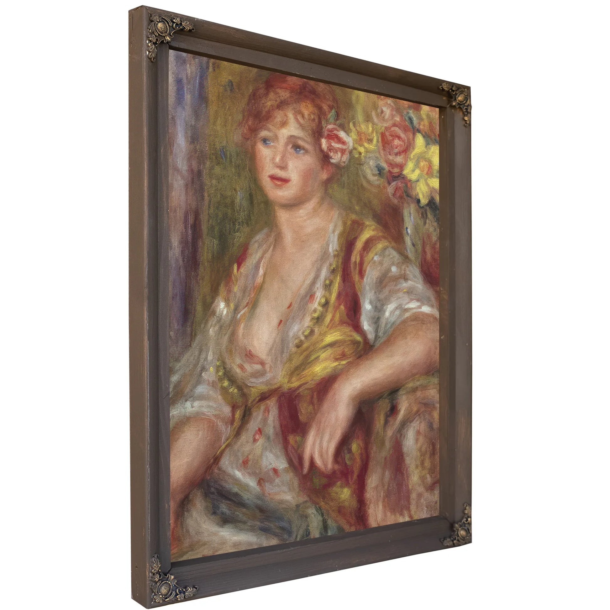 Blonde Woman With A Rose By Pierre Auguste Renoir Fine Art Print