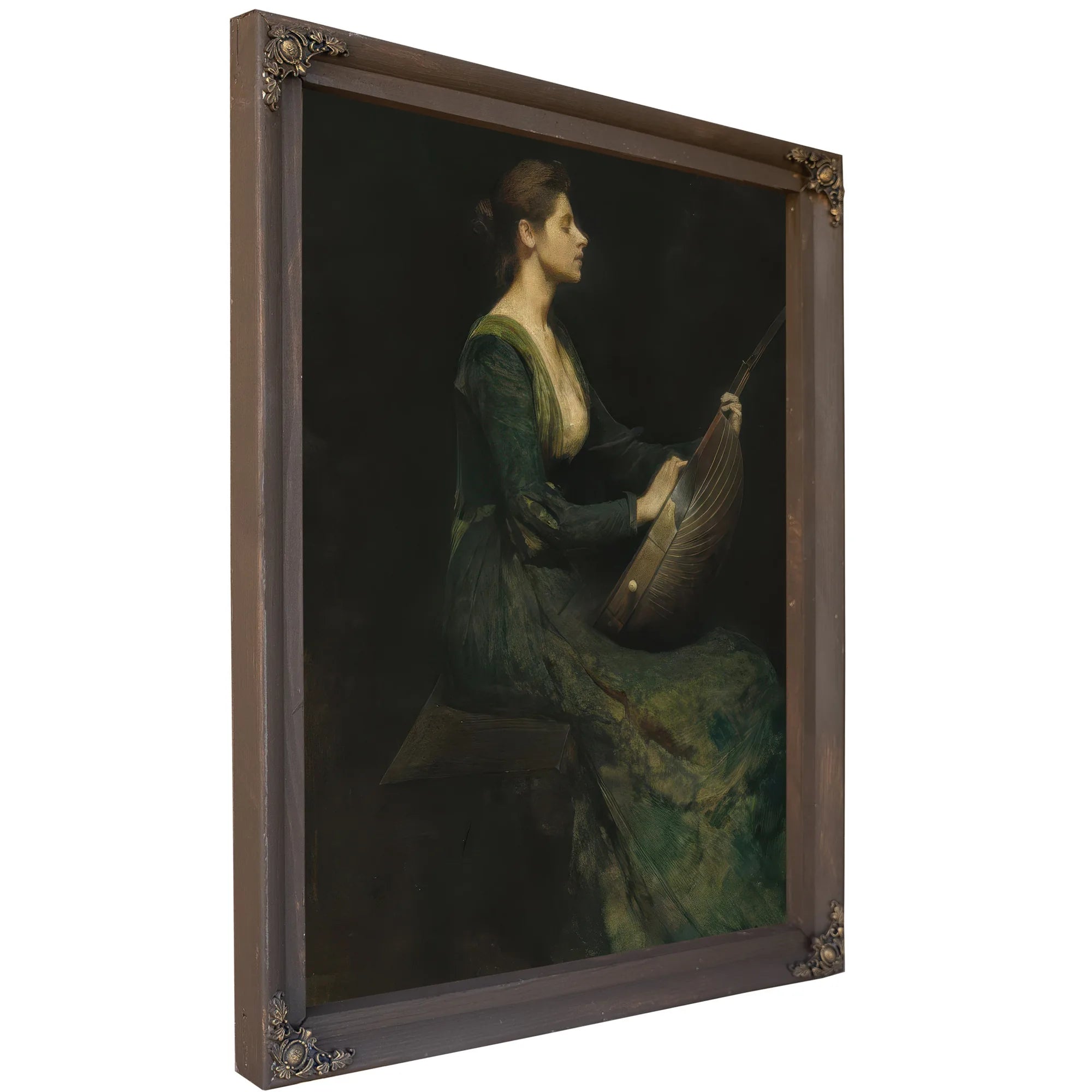 Lady With A Lute By Thomas Wilmer Dewing Fine Art Print