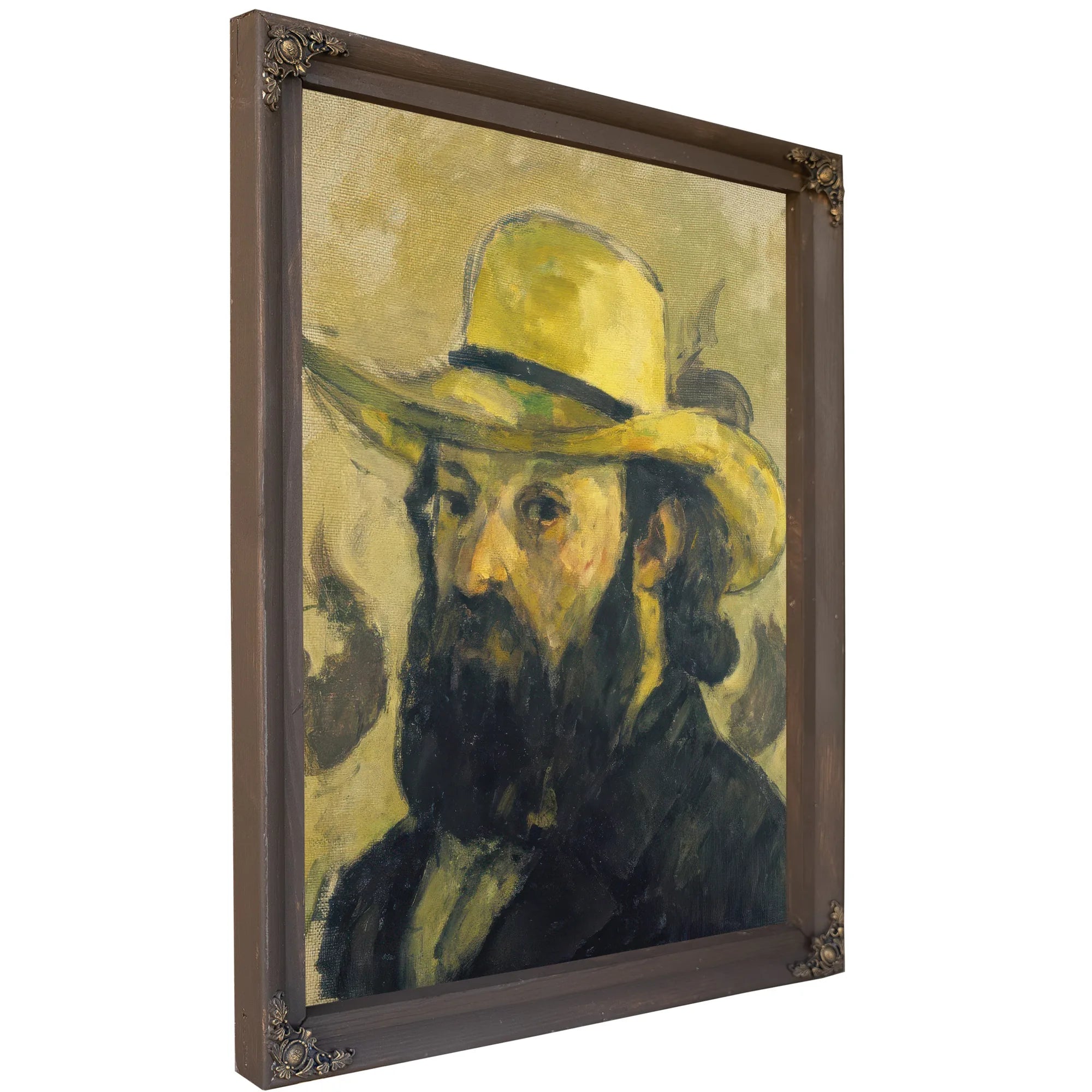 Self Portrait In A Straw Hat By Paul Cezanne Fine Art Print