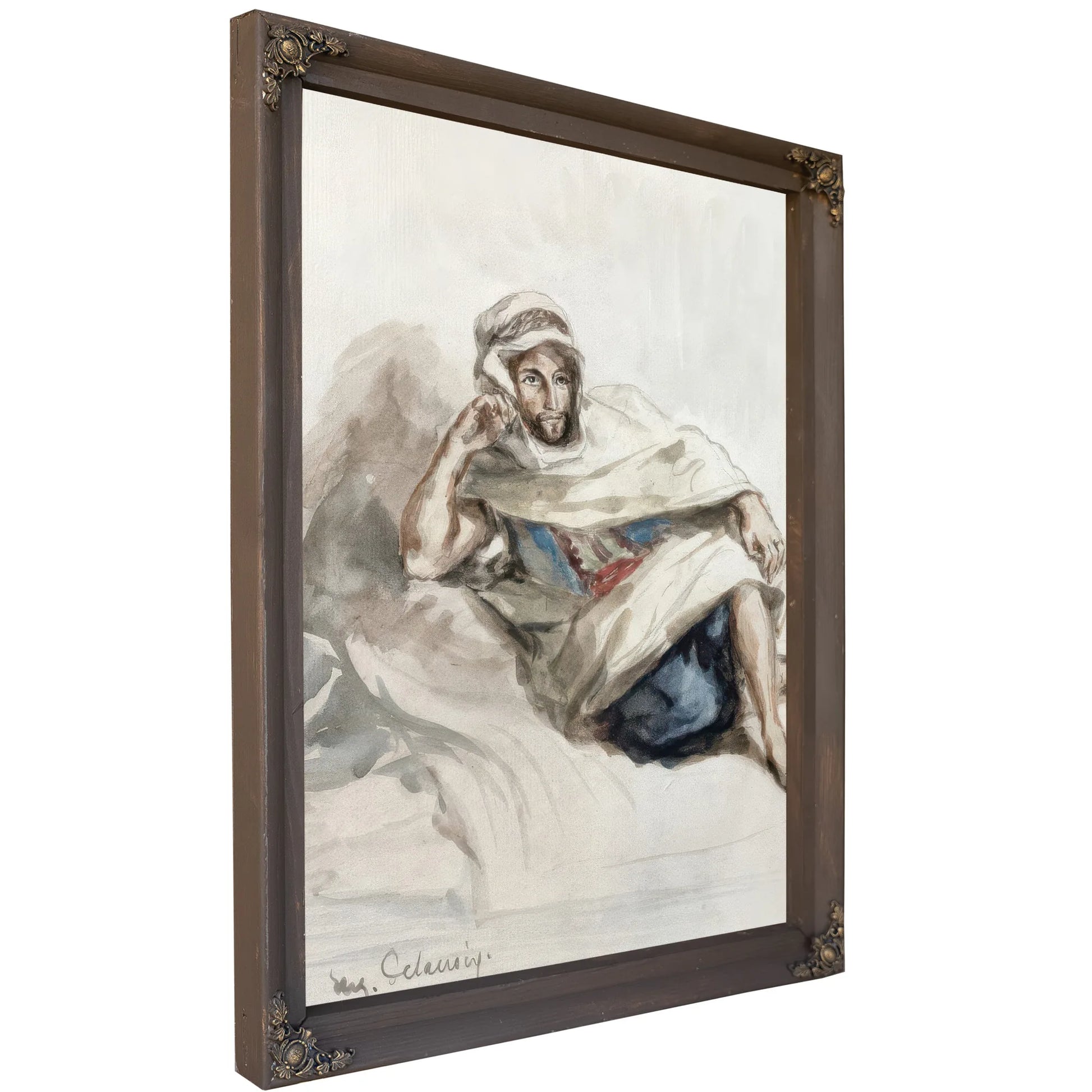 Seated Arab (W C On Paper) By Ferdinand Victor Eugene Delacroix Fine Art Print