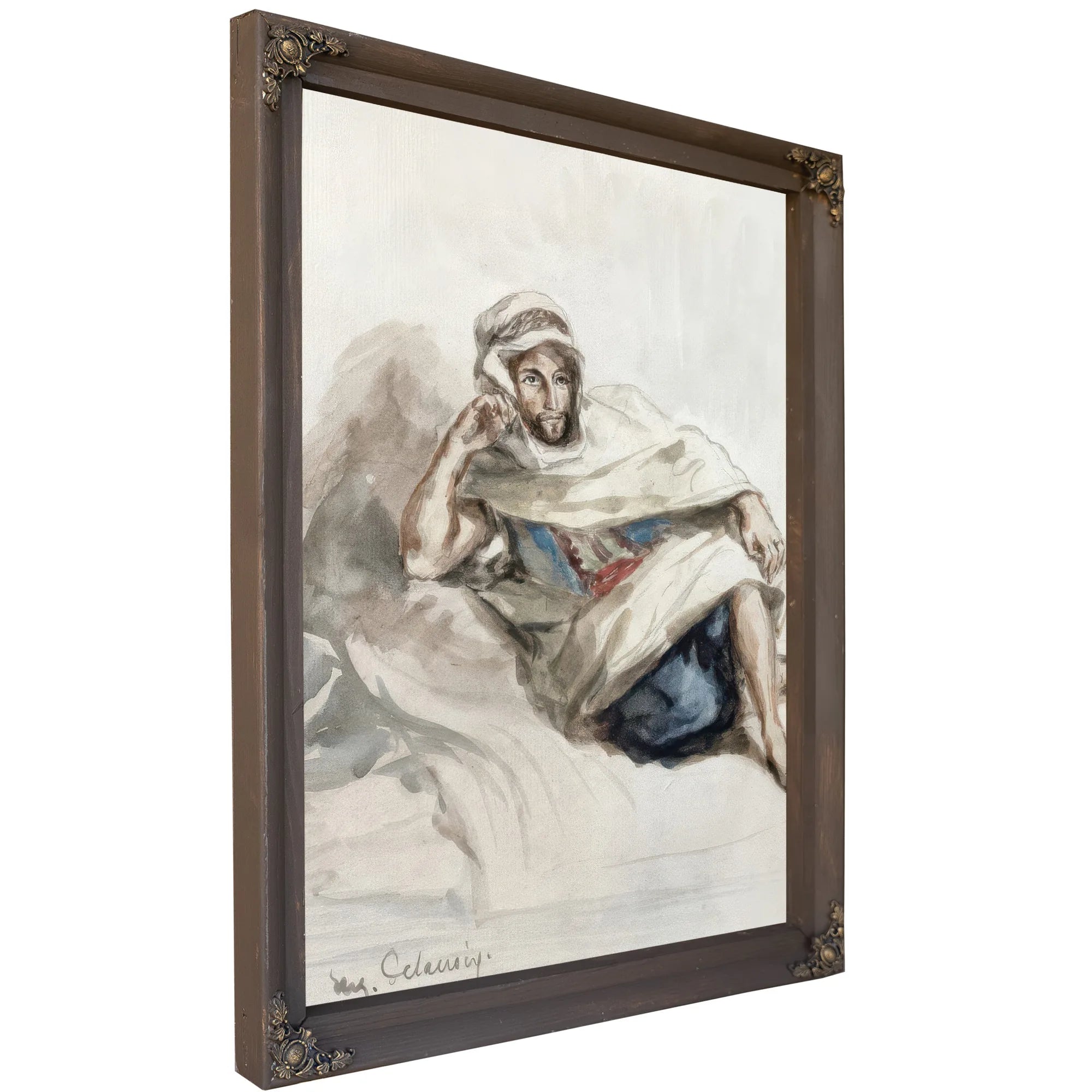 Seated Arab (W C On Paper) By Ferdinand Victor Eugene Delacroix Fine Art Print