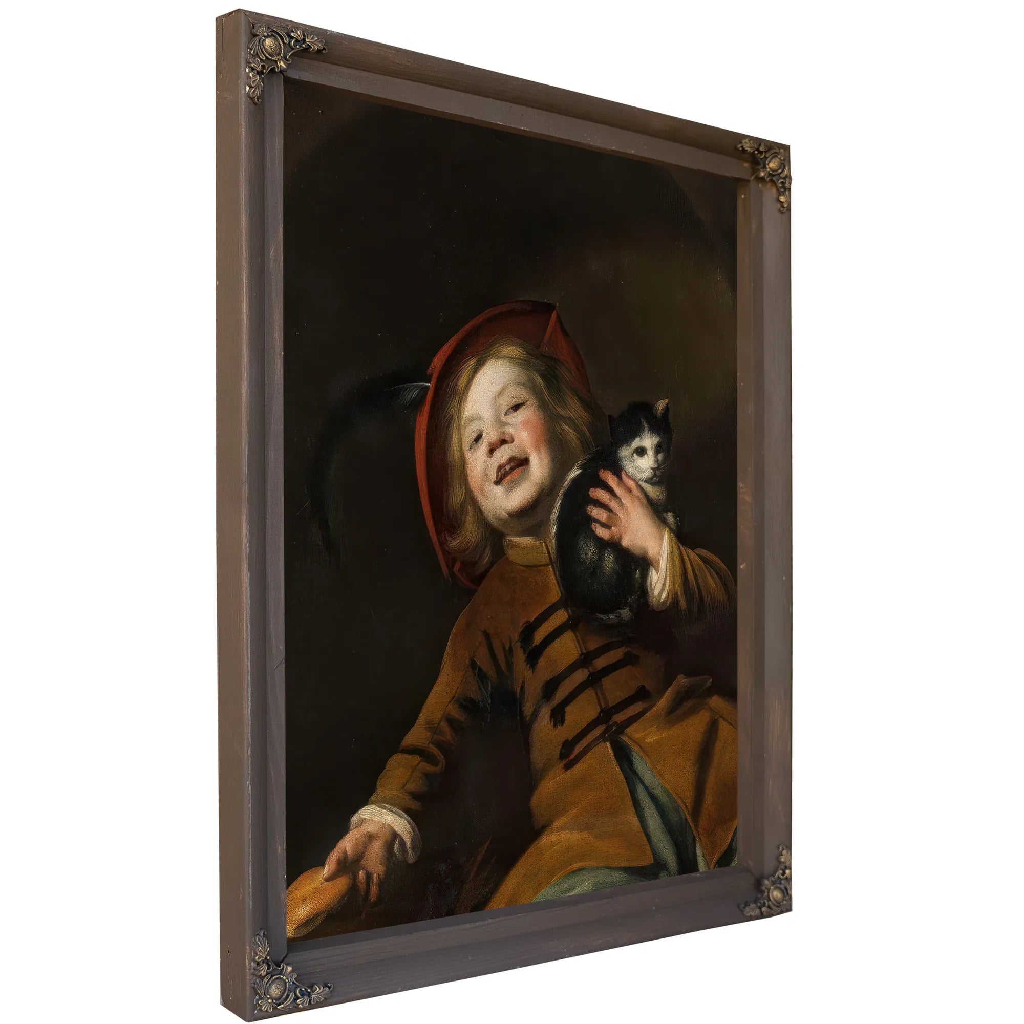 Boy With A Cat Red Hat And A Piece Of Bread 1630 By Judith Leyster Fine Art Print