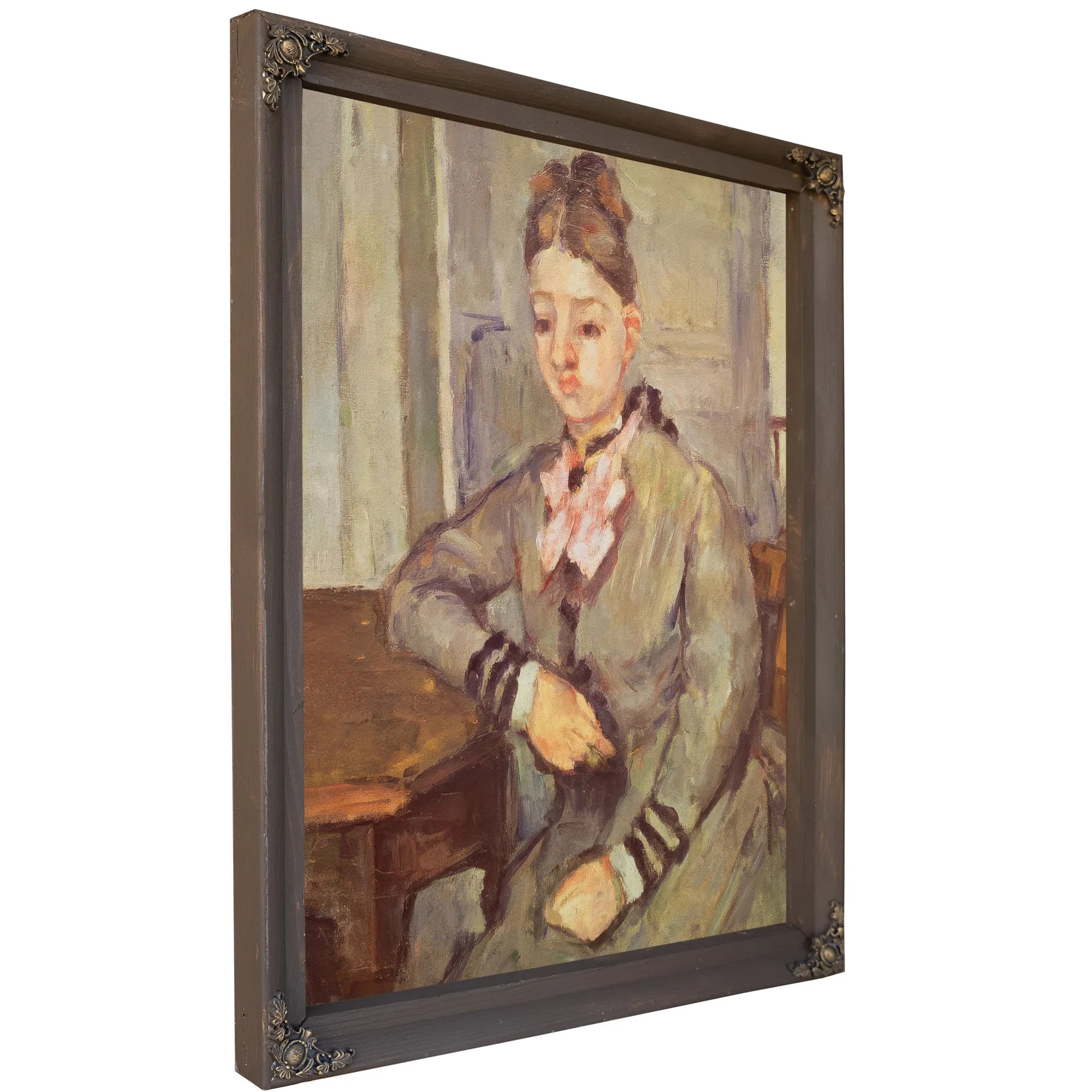 Madame Cezanne Leaning On A Table By Paul Cezanne Fine Art Print