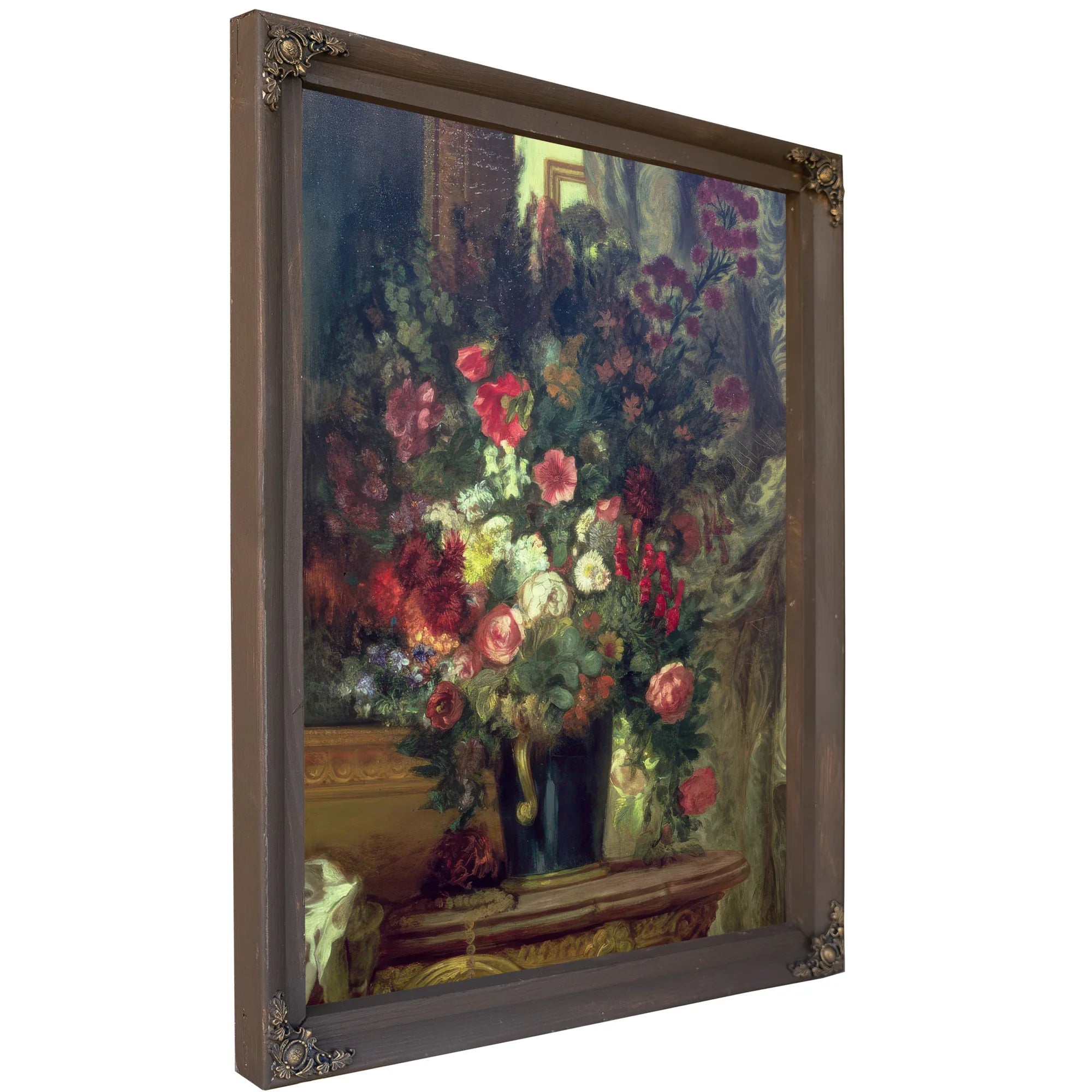 Vase Of Flowers On A Console By Ferdinand Victor Eugene Delacroix Fine Art Print
