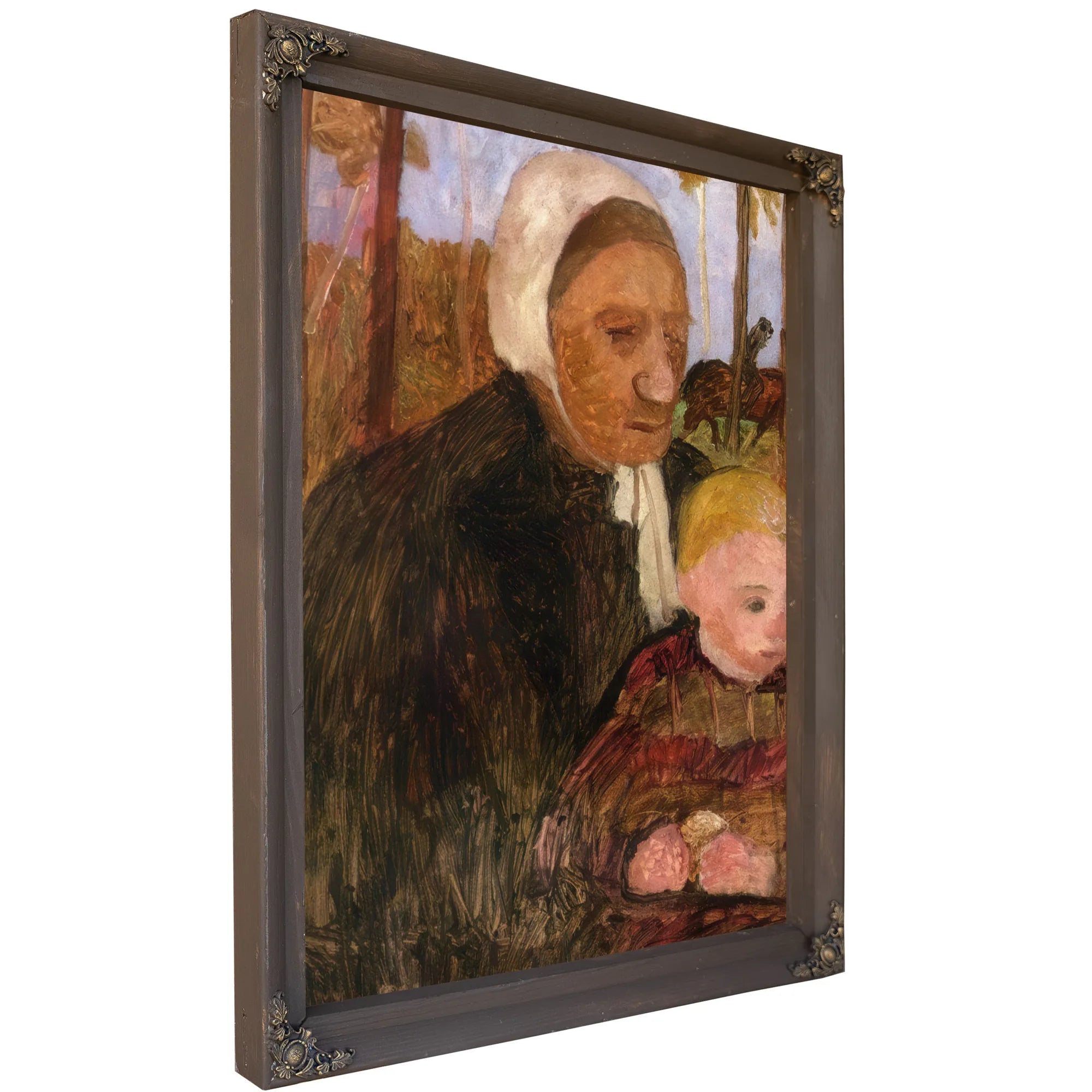 Farmwoman With Child, Rider In The Background By Paula Modersohn Becker Fine Art Print