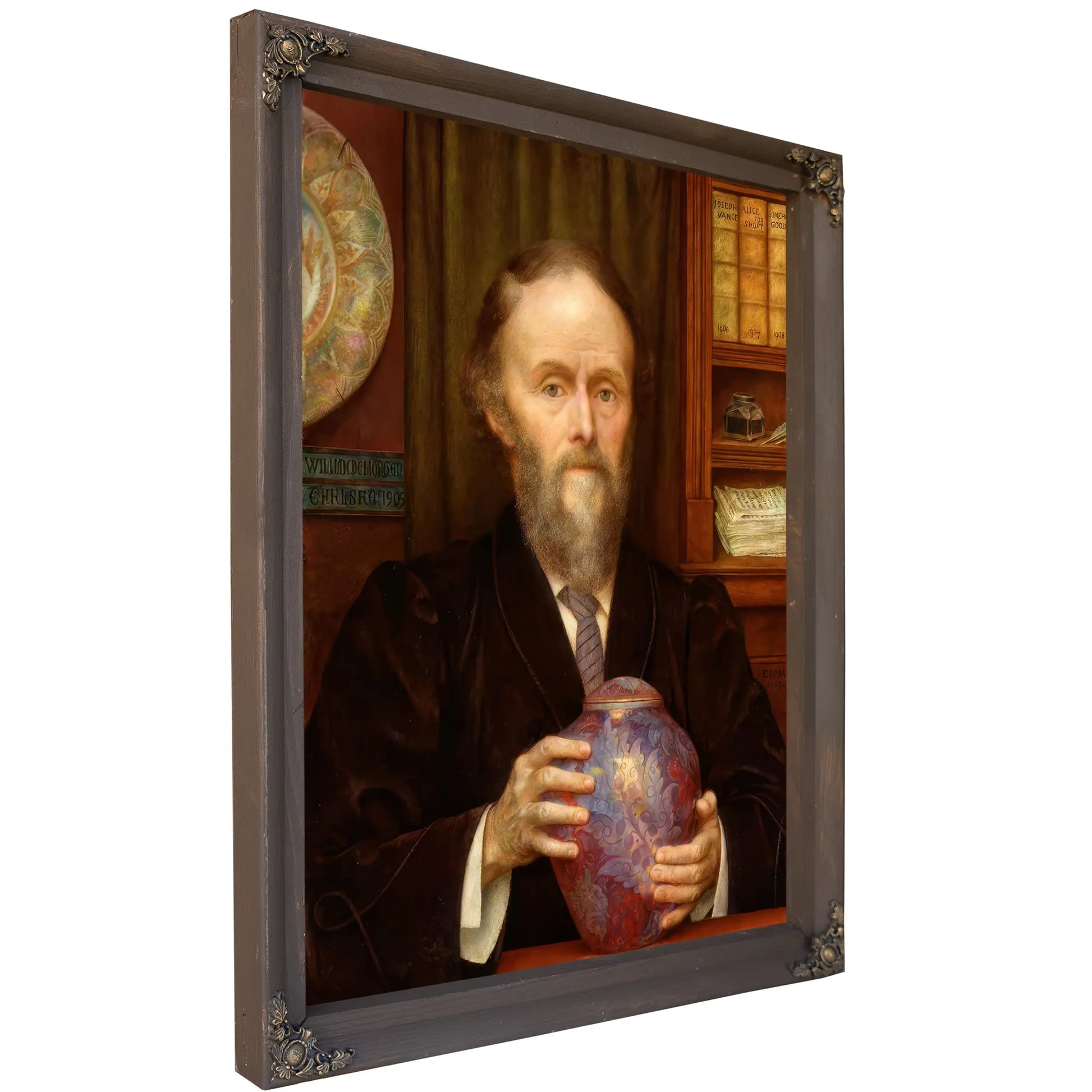 Portrait Of William De Morgan Holding Lustre Vase 1909 by Evelyn De Morgan