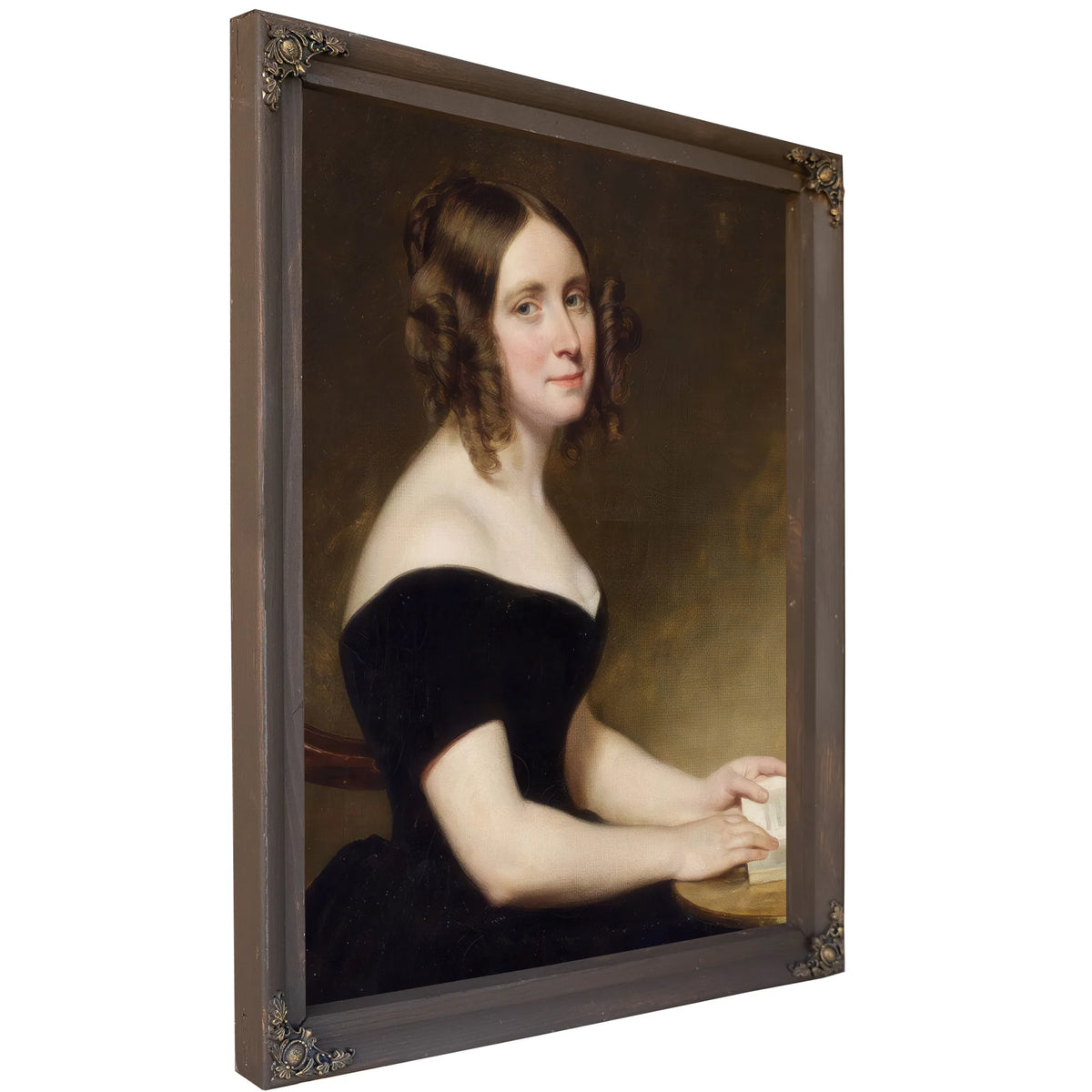 Portrait Of A Lady In A Black Gown By George Peter Alexander Healy Fine Art Print