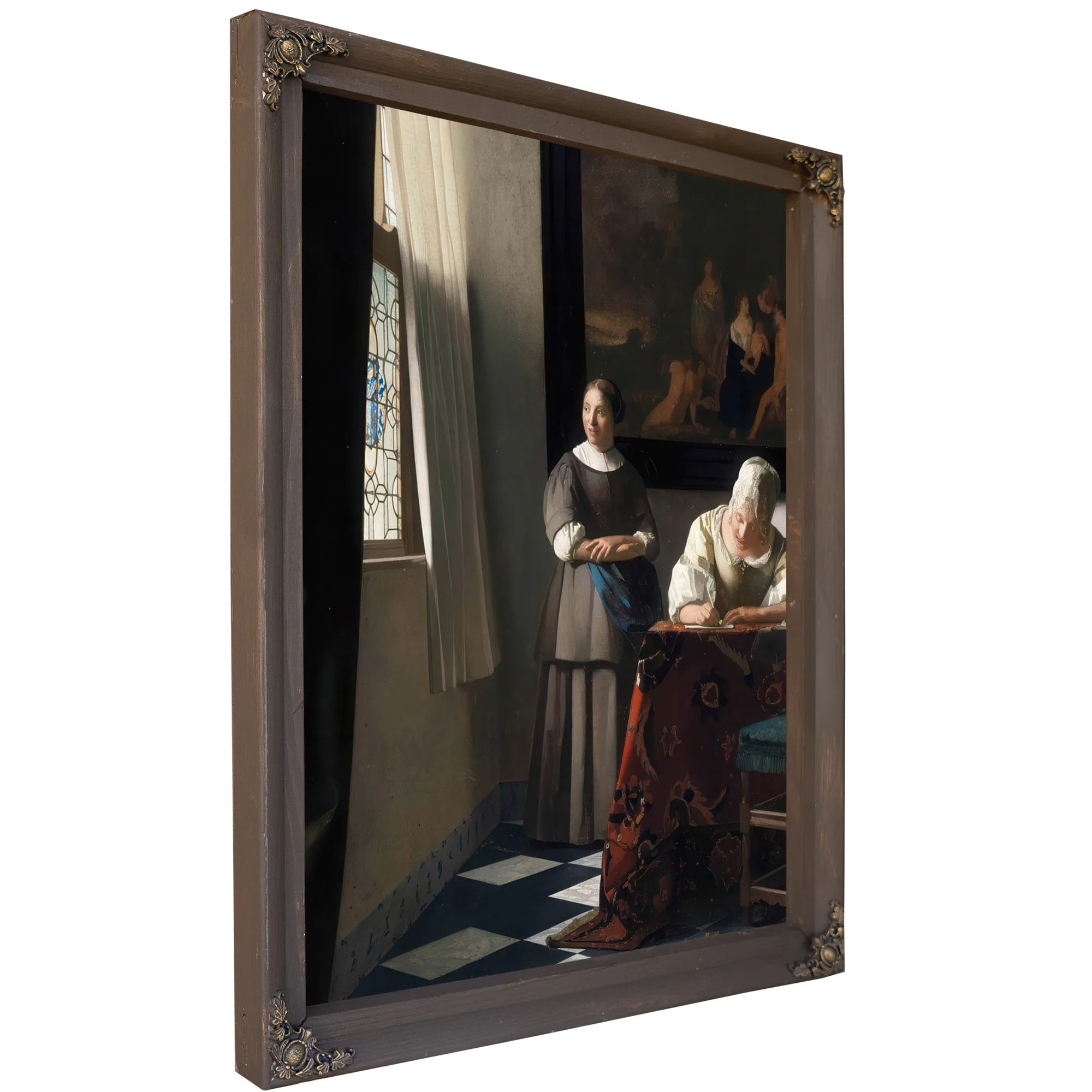 A Woman Writing A Letter With Her Maidservant 1671 By Johannes Vermeer Fine Art Print