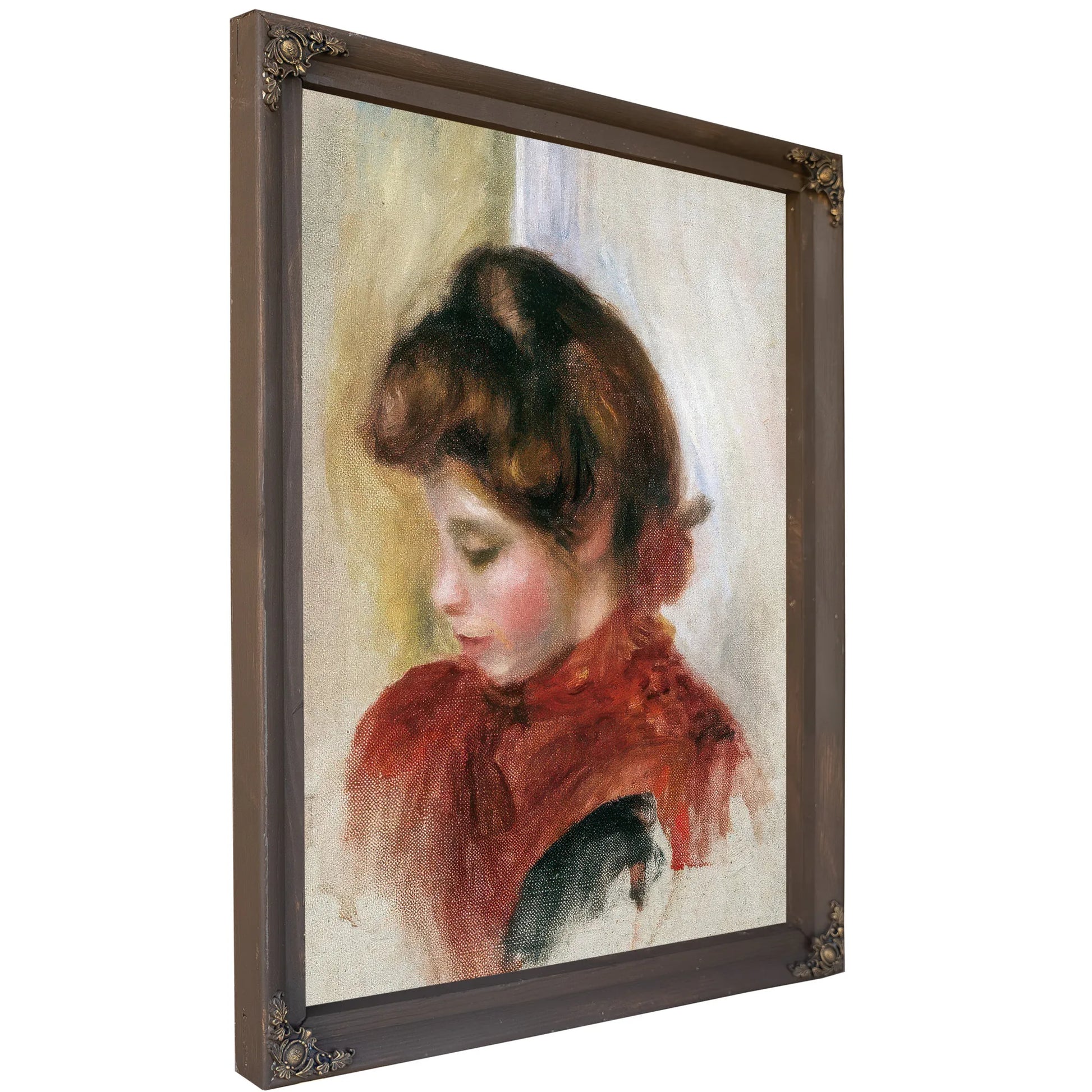 Girl In A Red Scarf By Pierre August Renoir Fine Art Print