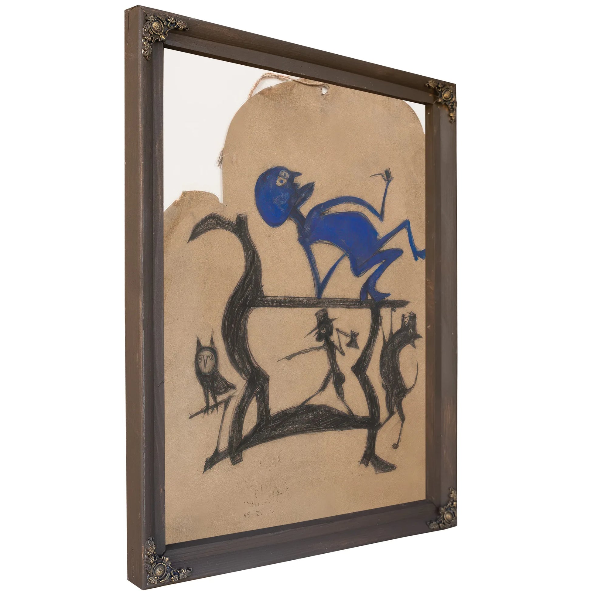 Untitled (Legs Construction With Blue Man), By Bill Traylor Fine Art Print